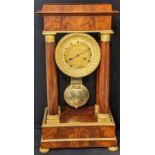 A 19th century French mahogany portico clock, ormolu mounts, raised on four pad feet, 8 day