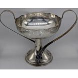 An Arts and Crafts silver tazza by WMF, twin handled with pierced decor, 665g, H.23cm