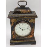 A late 19th/early 20th century chinoiserie cased mantel clock, French movement, the dial marked