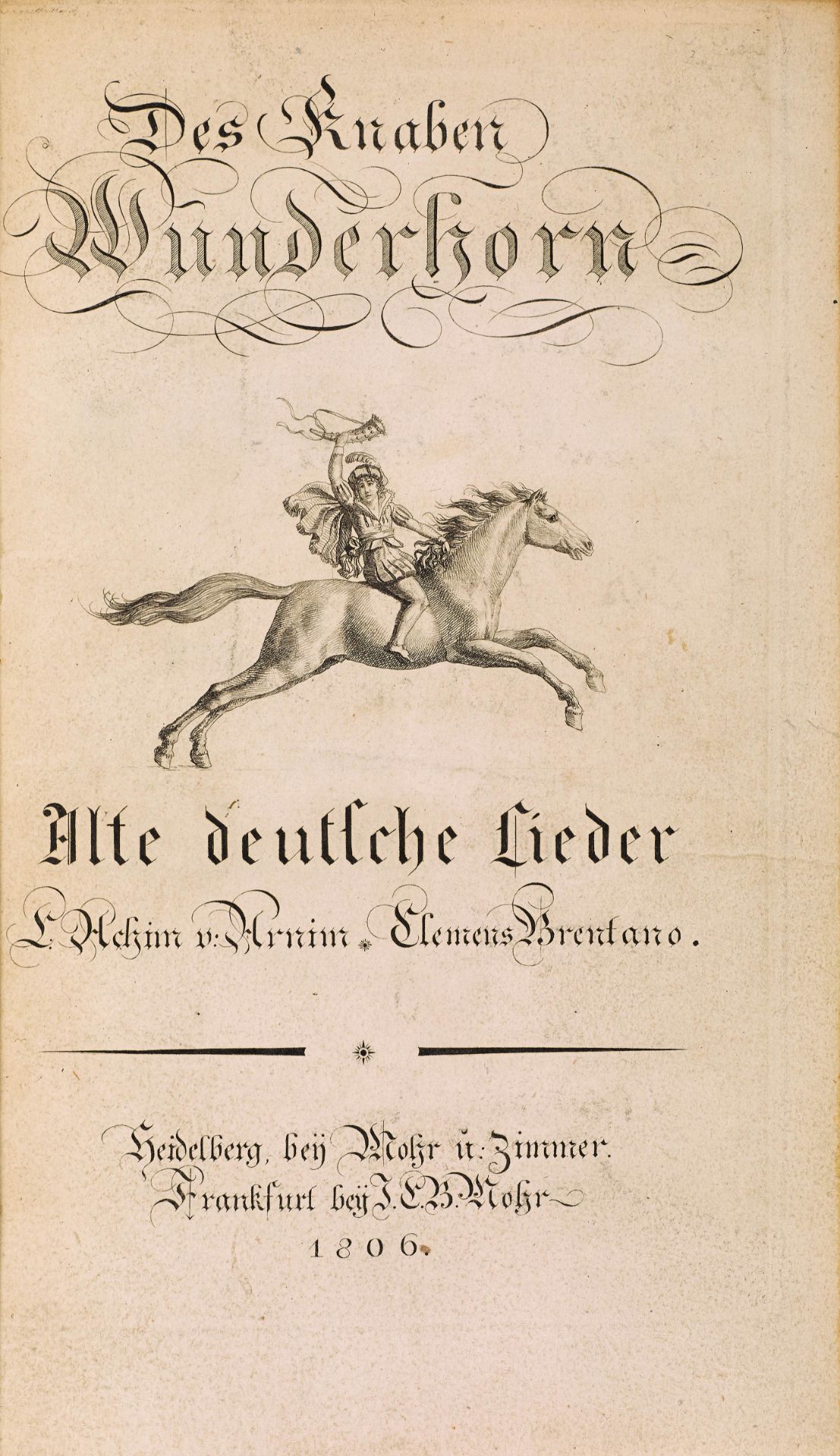 Arnim, Ludwig Achim von und Clemens Brentano.Des Knaben Wunderhorn. 4 Teile in 3 Bänden. Mit 4 gest. - Image 2 of 3