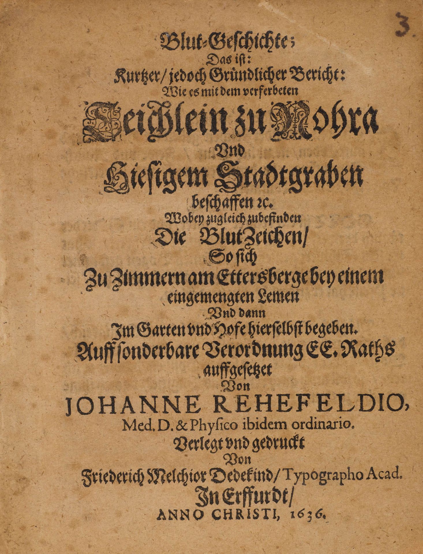 Rehefeld, Johann.Blut-Geschichte; Das ist: Kurtzer, jedoch Gründlicher Bericht: Wie es mit dem