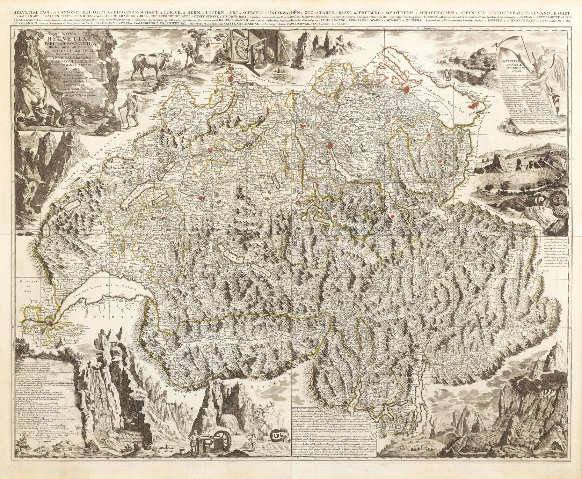 SCHWEIZ - KARTE.-Peter SCHENK nach Johann Jakob SCHEUCHZER (1672 Zürich 1733)Nova Helvetiae tabula - Image 2 of 5