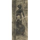 EDGAR DEGAS(1834 Paris 1917)Au Louvre: la peinture (Mary Cassatt). Um 1879/80.Aquatintaradierung auf