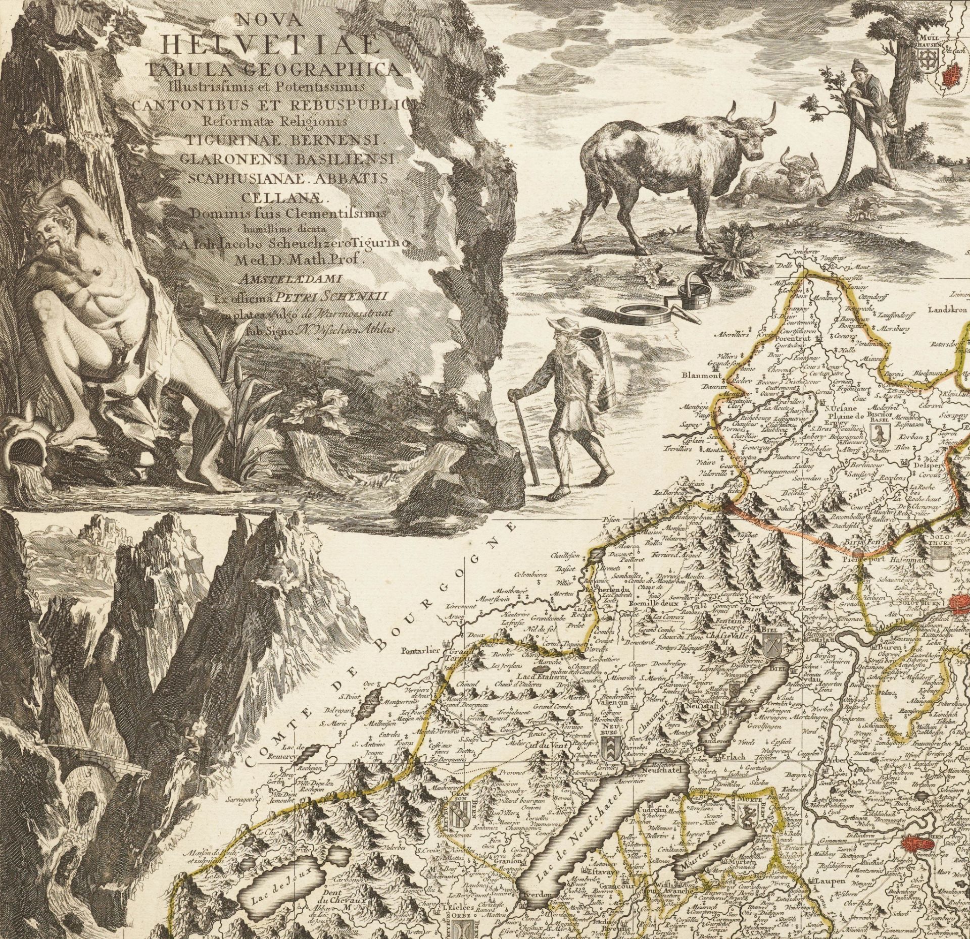 SCHWEIZ - KARTE.-Peter SCHENK nach Johann Jakob SCHEUCHZER (1672 Zürich 1733)Nova Helvetiae tabula - Image 3 of 5