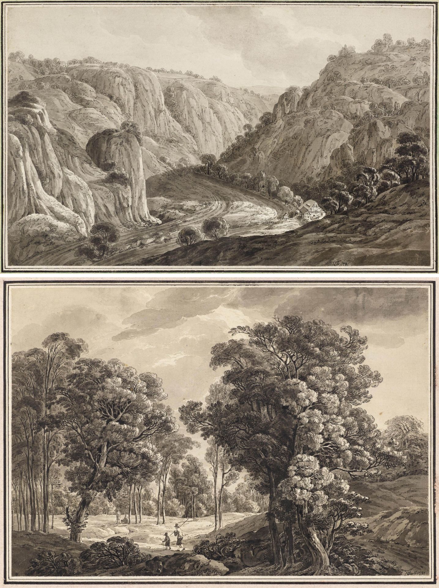JOHANN HEINRICH TROLL(1756 Winterthur 1824)1. Der Plauenschen Grund bei Dresden; 2. Waldlandschaft