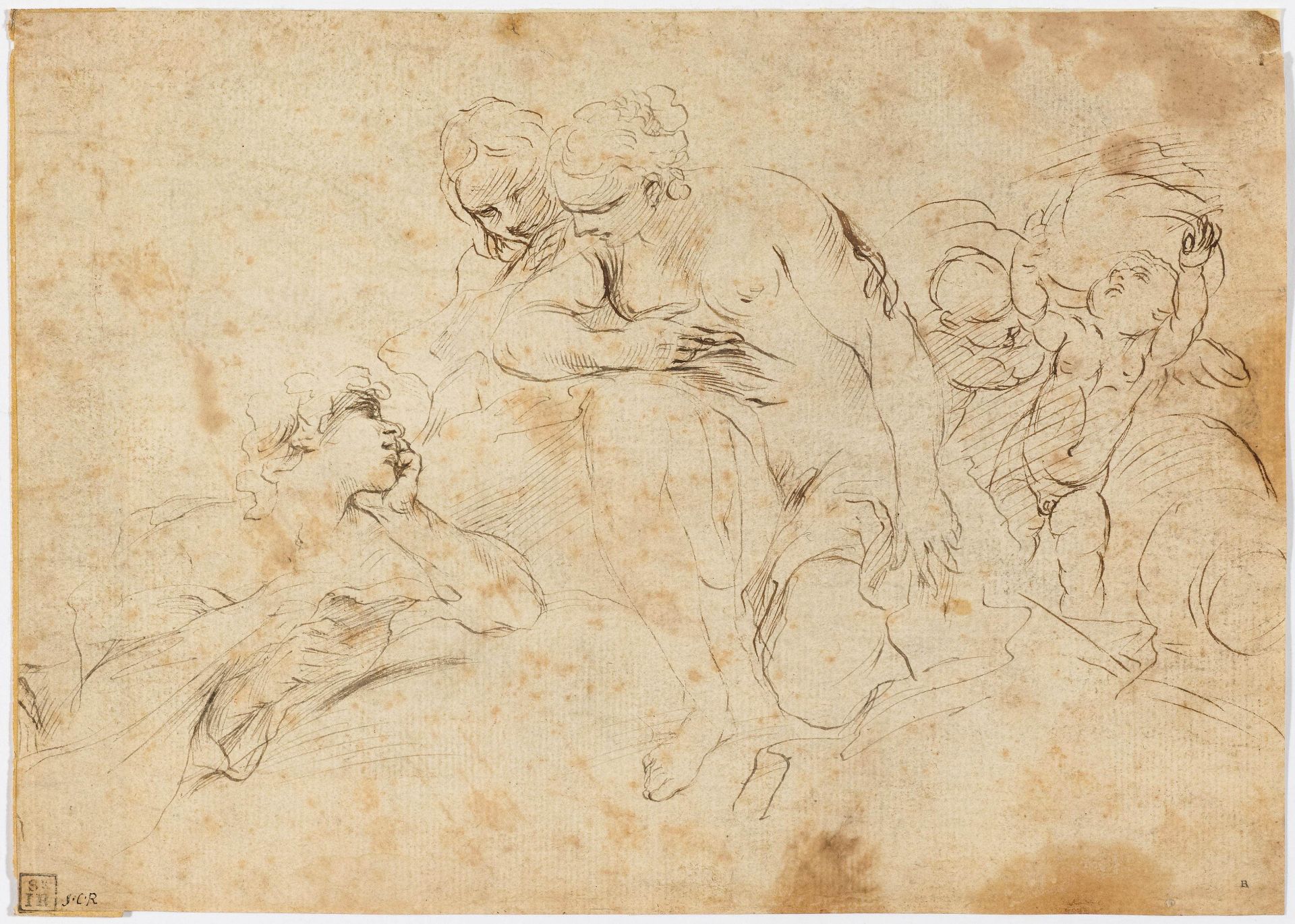 CARLO CIGNANI (ZUGESCHRIEBEN)(Bologna 1628 - 1719 Forli)Jüngling mit Brief von zwei Göttinnen