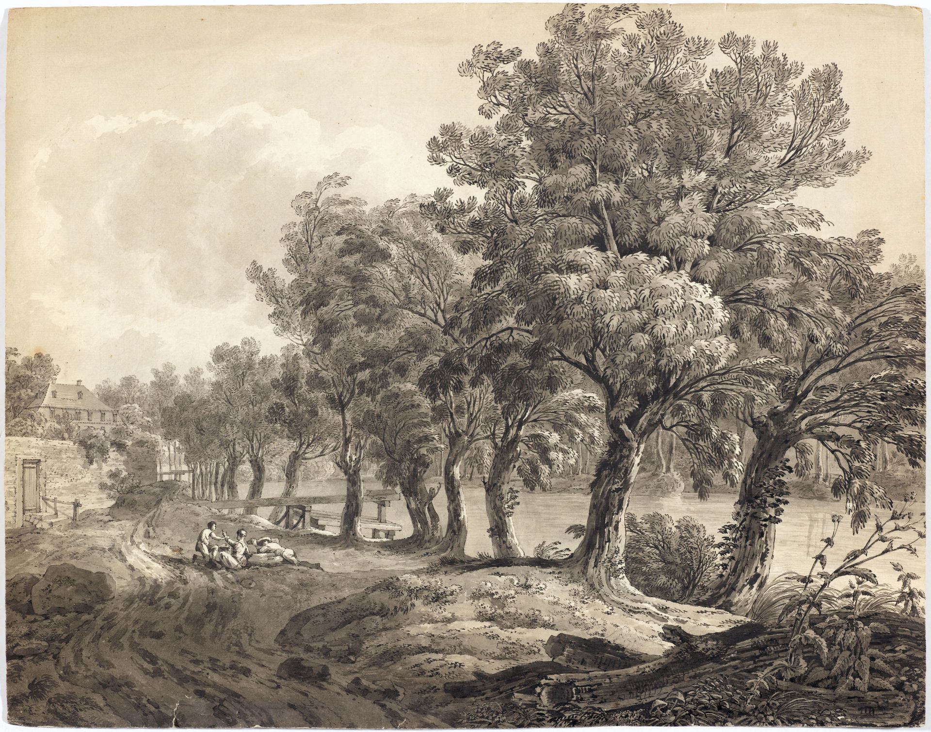 JOHANN HEINRICH TROLL(1756 Winterthur 1824)1. Landschaft mit Gehöft; 2. Flusslandschaft mit - Image 3 of 4
