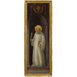 FILIPPINO LIPPI(Prato 1457– 1504 Florenz)Heiliger Benedikt. Um 1470–75.Öltempera auf Holz.Unten