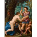 DANIEL FRÖSCHL (ZUGESCHRIEBEN)(Augsburg 1573–1613 Prag)Venus und Adonis. Um 1600.Öl auf Kupfer.32,