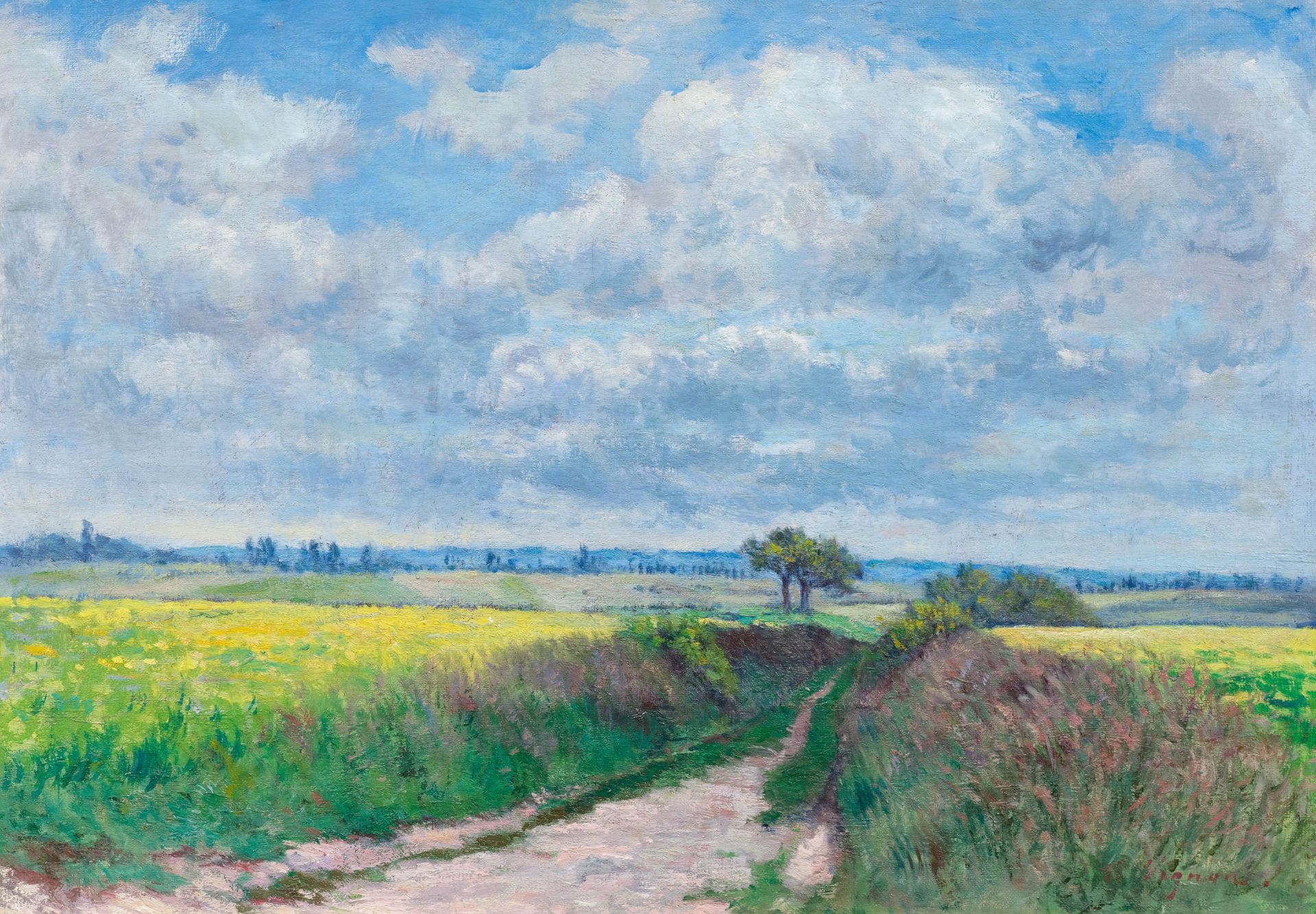 VICTOR ALFRED PAUL VIGNON(Villers–Cotterêts 1847–1909 Meulan)Le chemin de la Plaine à Fontenelle. Um