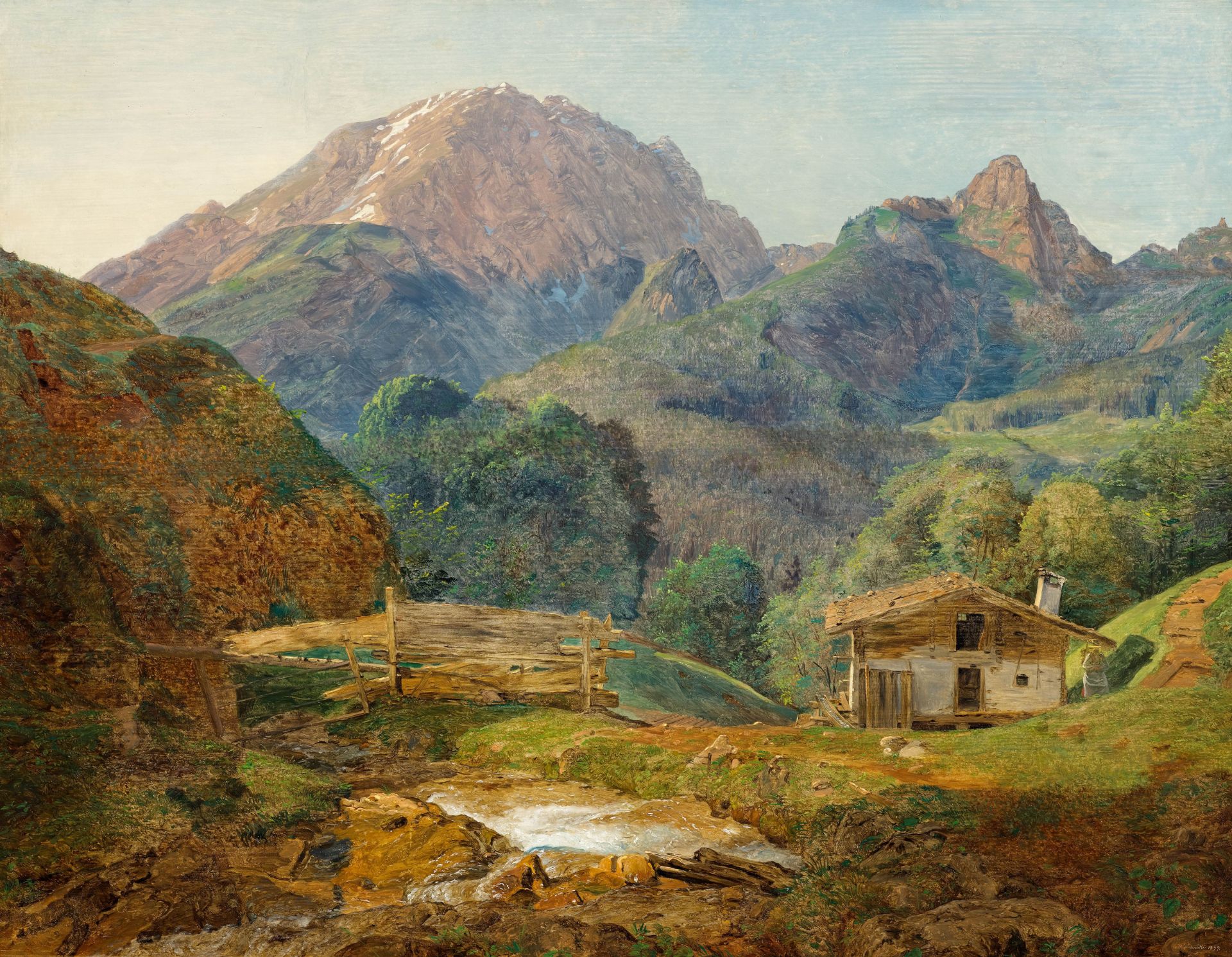 FERDINAND GEORG WALDMÜLLER(Wien 1793–1865 Helmstreitmühle)Der Watzmann in der Ramsau von seiner