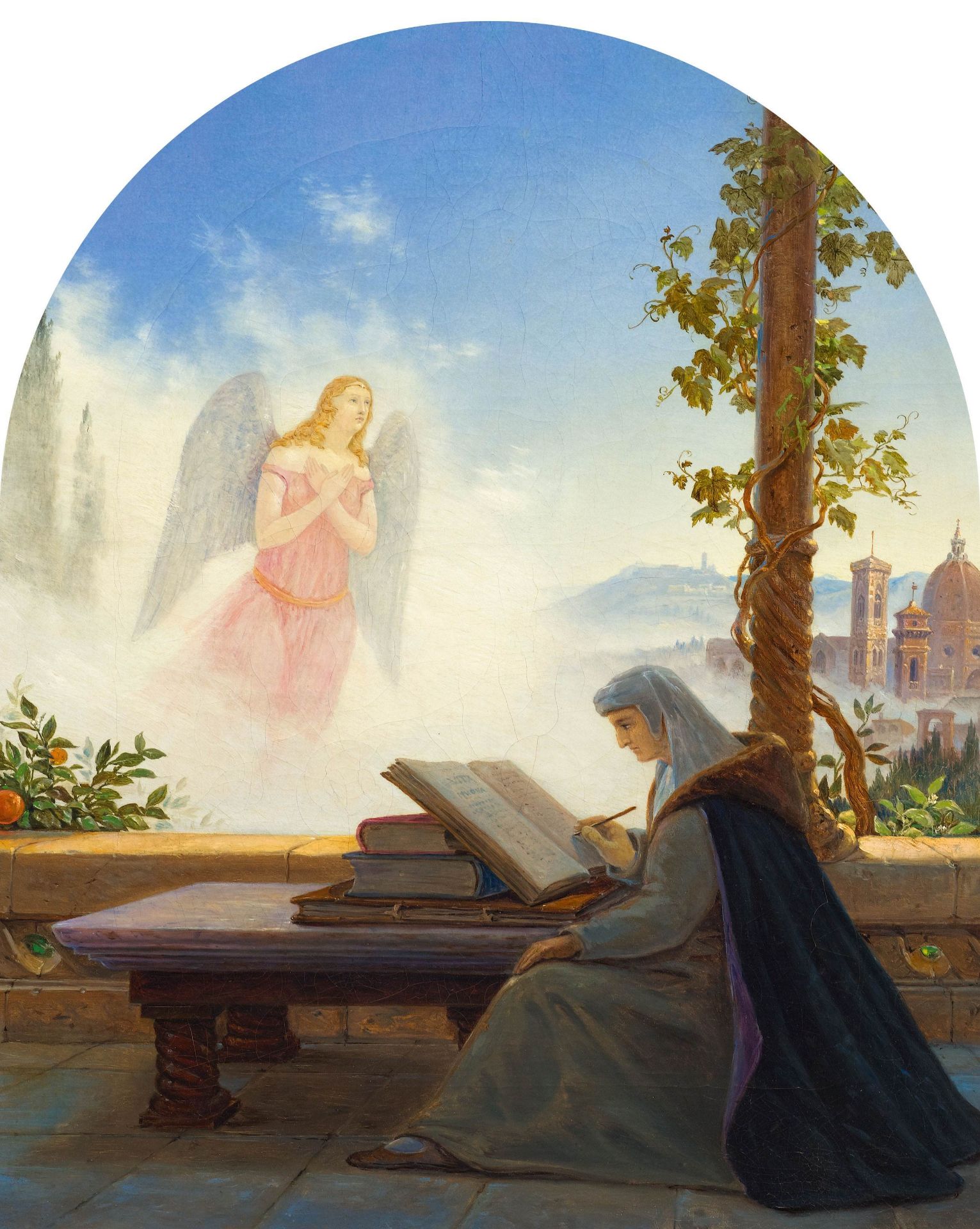 CARL GUSTAV CARUS(Leipzig 1798–1869 Dresden)Dante, an der "Vita Nuova" arbeitend, mit Blick auf