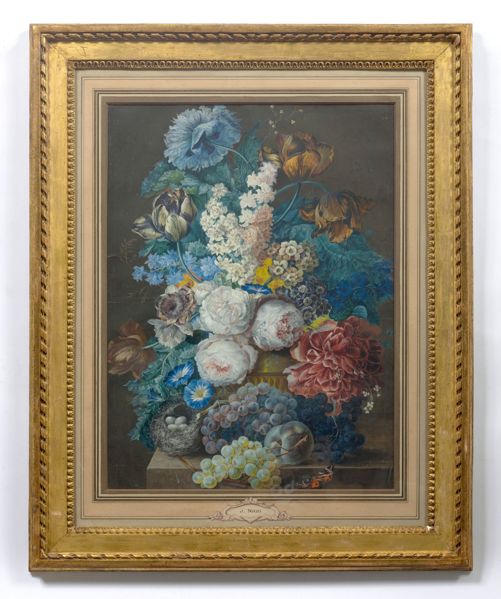 JOSEPH NIGG(1782 Wien 1863)Gegenstücke: Blumenstillleben mit Tulpen, Pfingstrosen, Malven sowie - Image 4 of 5