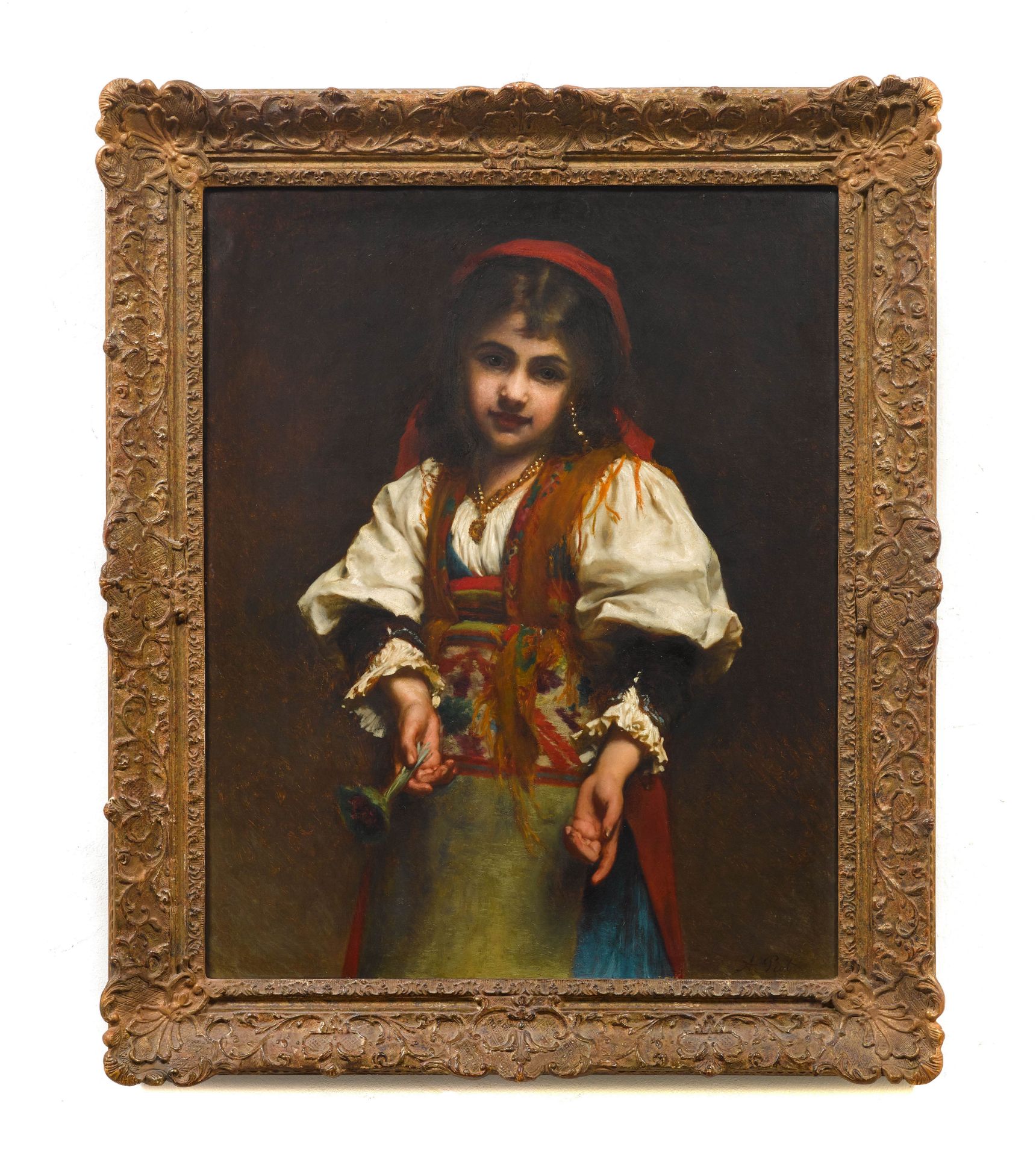 ÉTIENNE ADOLPHE PIOT(c. 1825 Digoin c. 1910)Bildnis eines jungen Mädchens in Tracht.Öl auf - Image 2 of 2