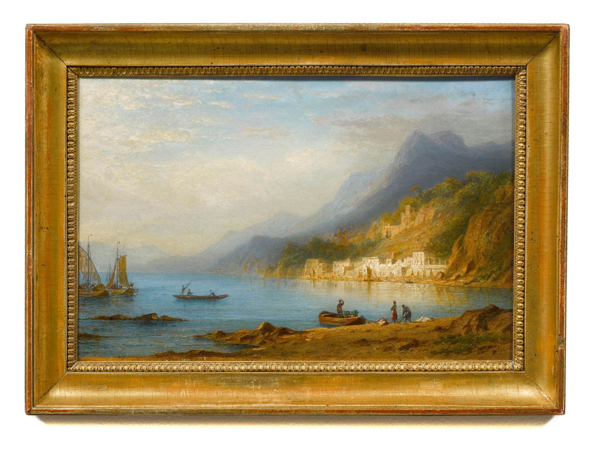 CARL MORGENSTERN(1811 Frankfurt 1893)Italienische Landschaft am Comer See.Öl auf Papier auf Karton. - Image 2 of 2