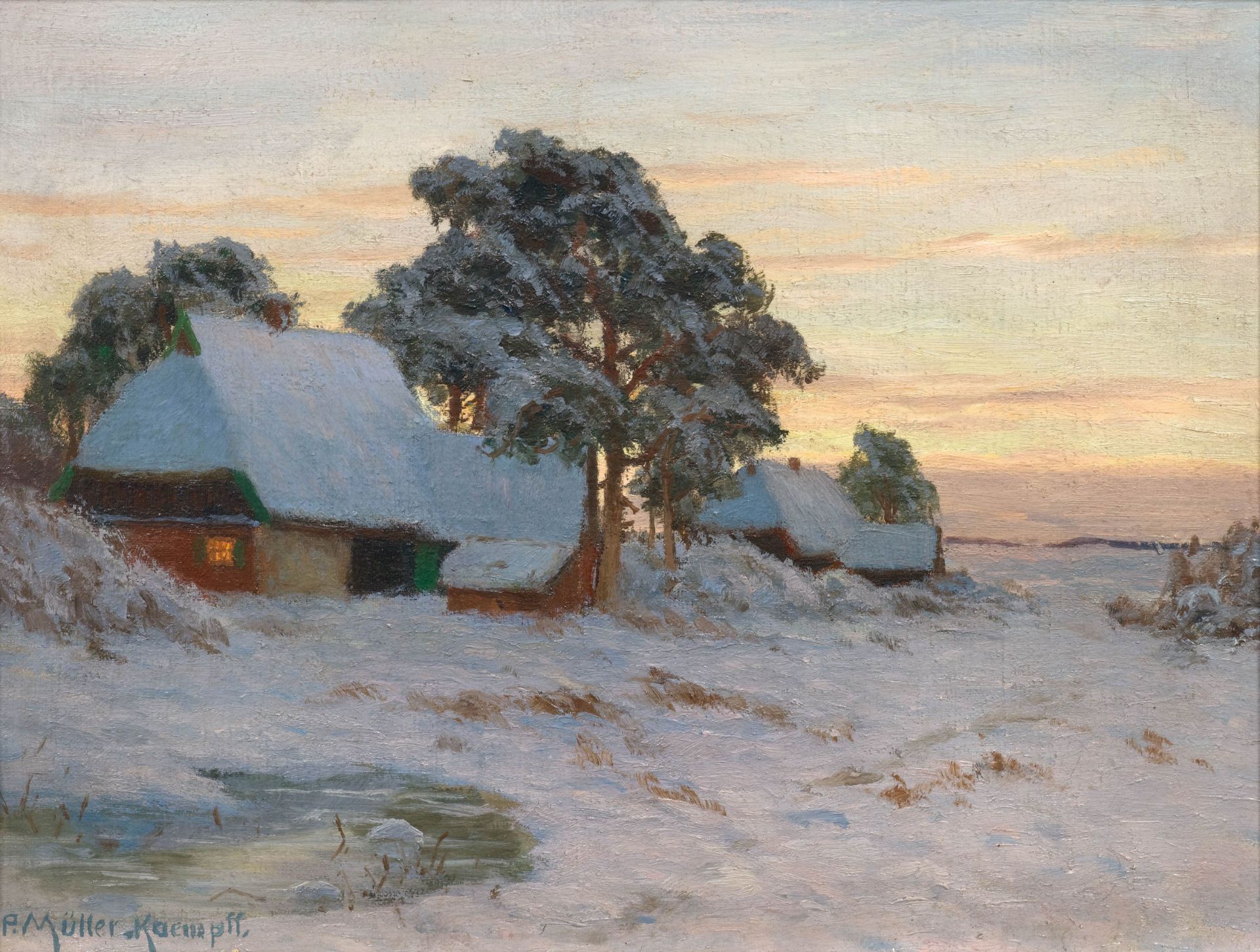 PAUL MÜLLER-KAEMPFF(Oldenburg 1861–1941 Berlin)Winterlandschaft.Öl auf Leinwand.Unten links