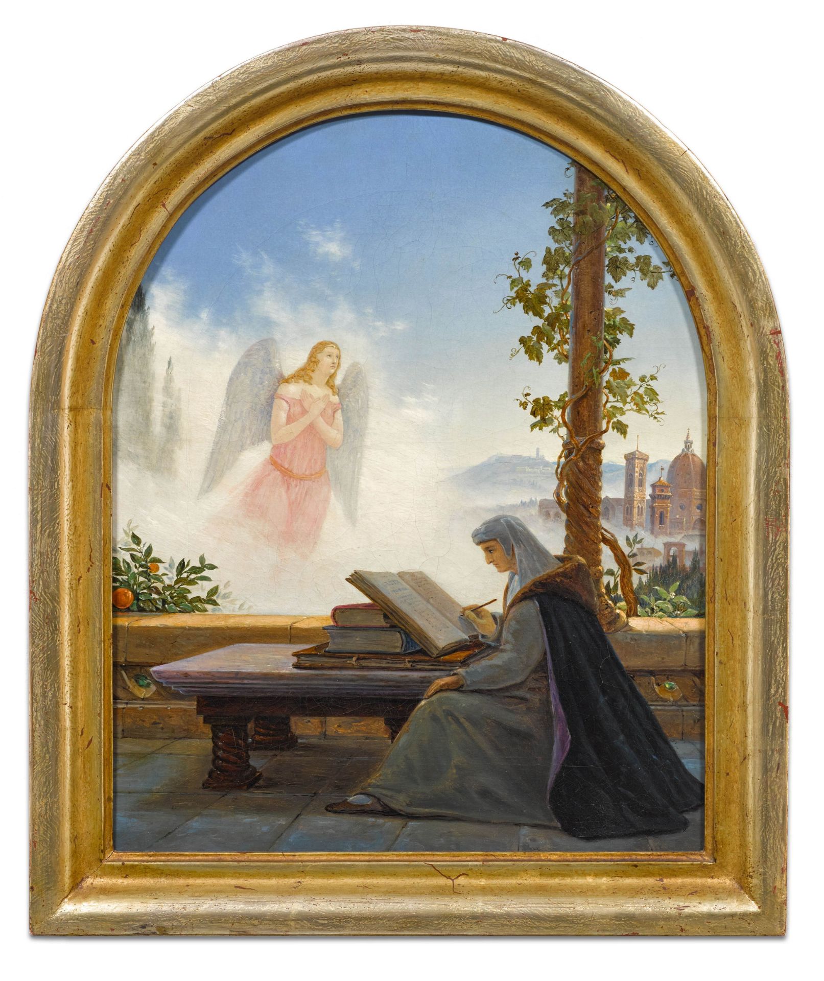 CARL GUSTAV CARUS(Leipzig 1798–1869 Dresden)Dante, an der "Vita Nuova" arbeitend, mit Blick auf - Image 2 of 2