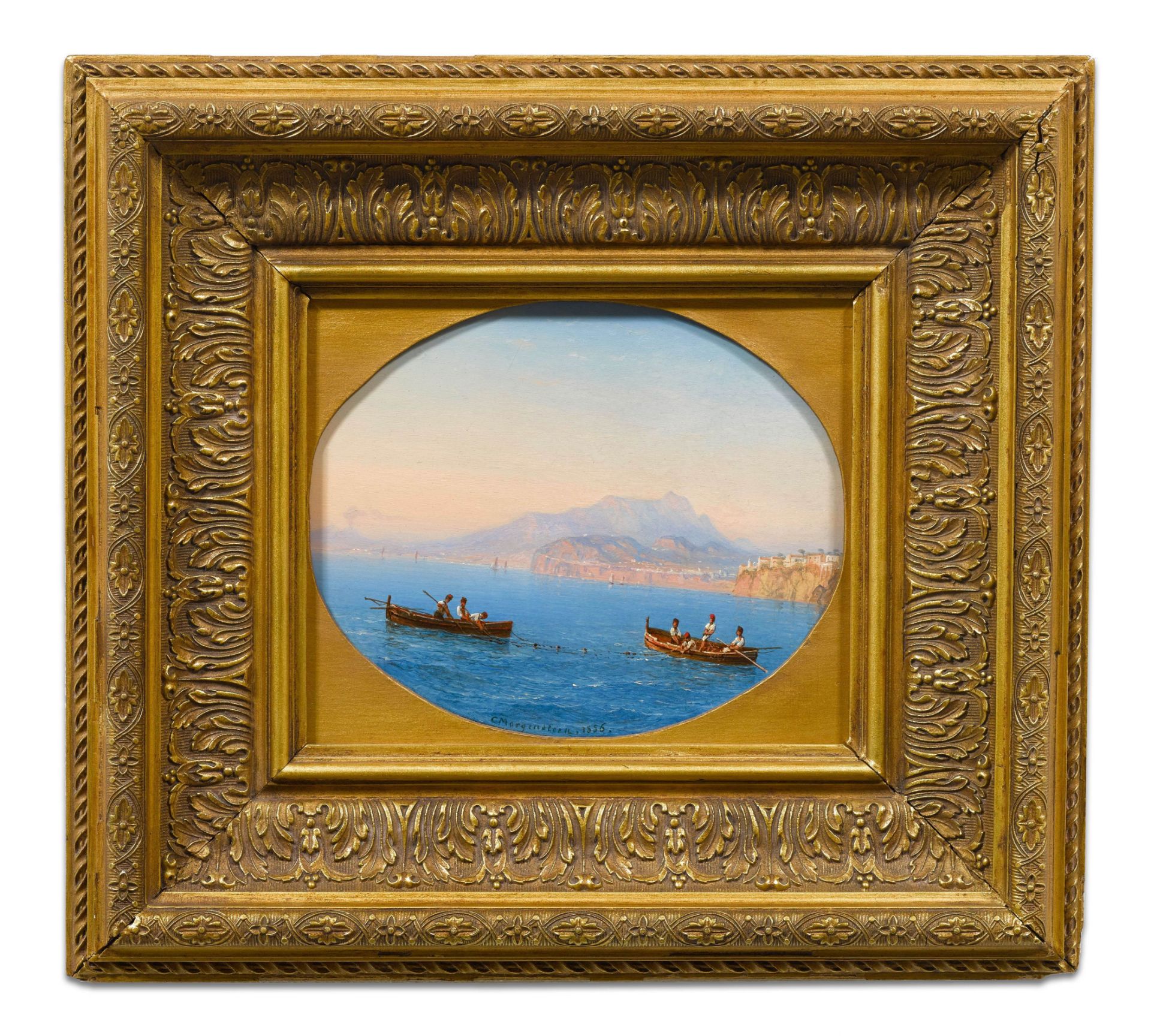 CARL MORGENSTERN(1811 Frankfurt 1893)Fischerboote vor der Küste von Sorrento. 1856.Öl auf - Image 2 of 2
