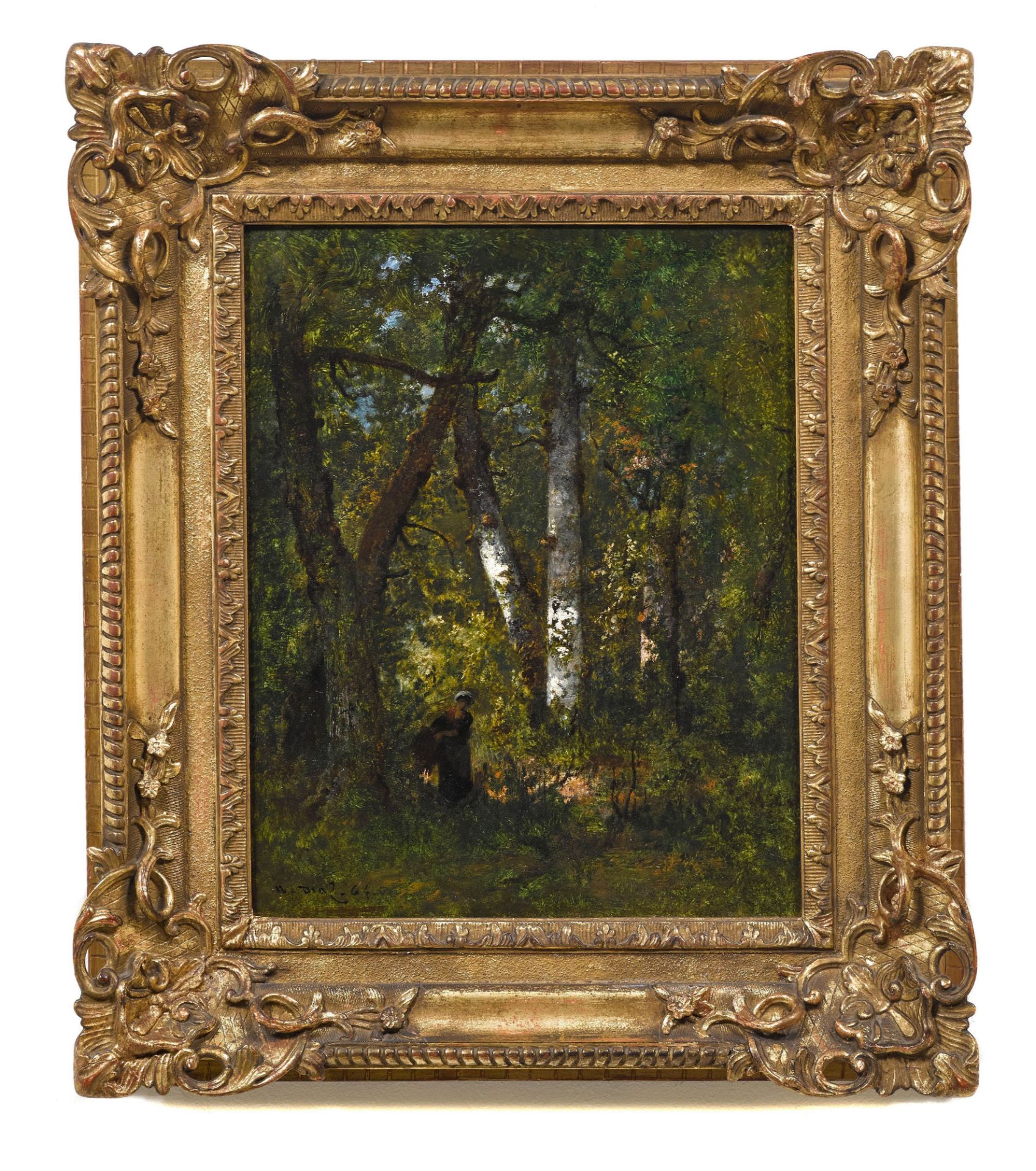 NARCISSE VIRGILIO DIAZ DE LA PEÑA(Bordeaux 1807–1876 Menton)Intérieur de forêt. 1864.Öl auf Holz. - Bild 2 aus 2