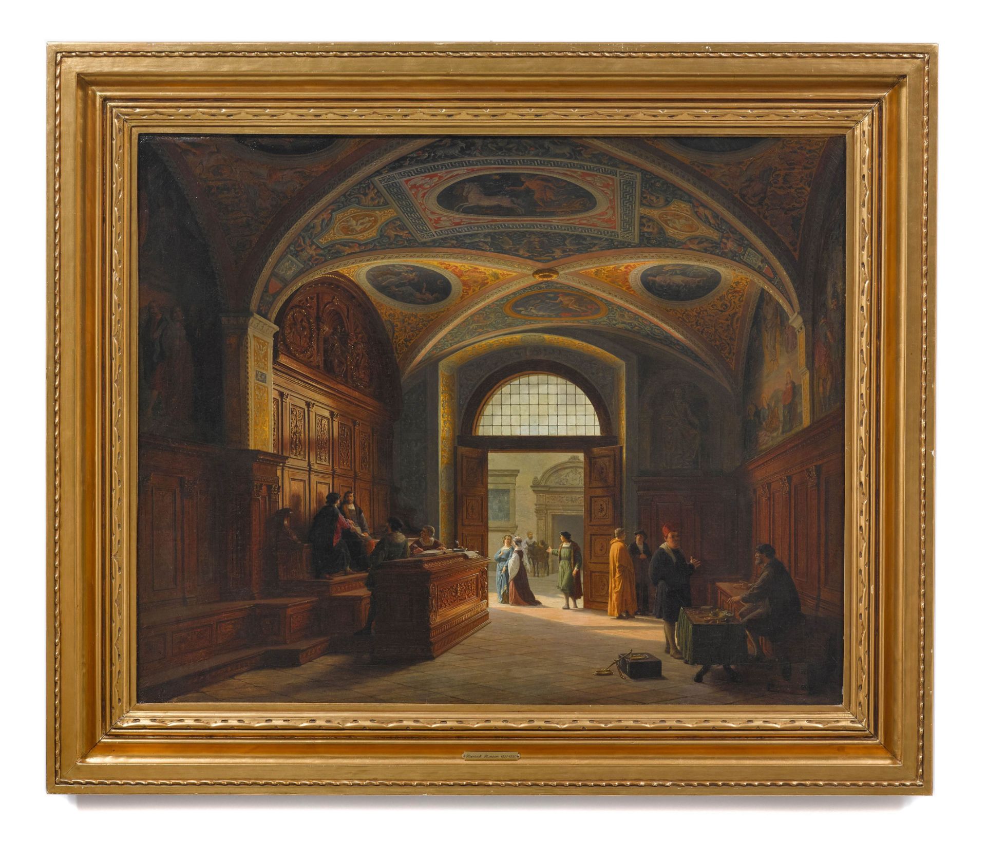 HEINRICH HANSEN(1821 Frederiksberg 1890)Alltag im Nürnberger Rathaus. 1872.Öl auf Leinwand auf - Image 2 of 2