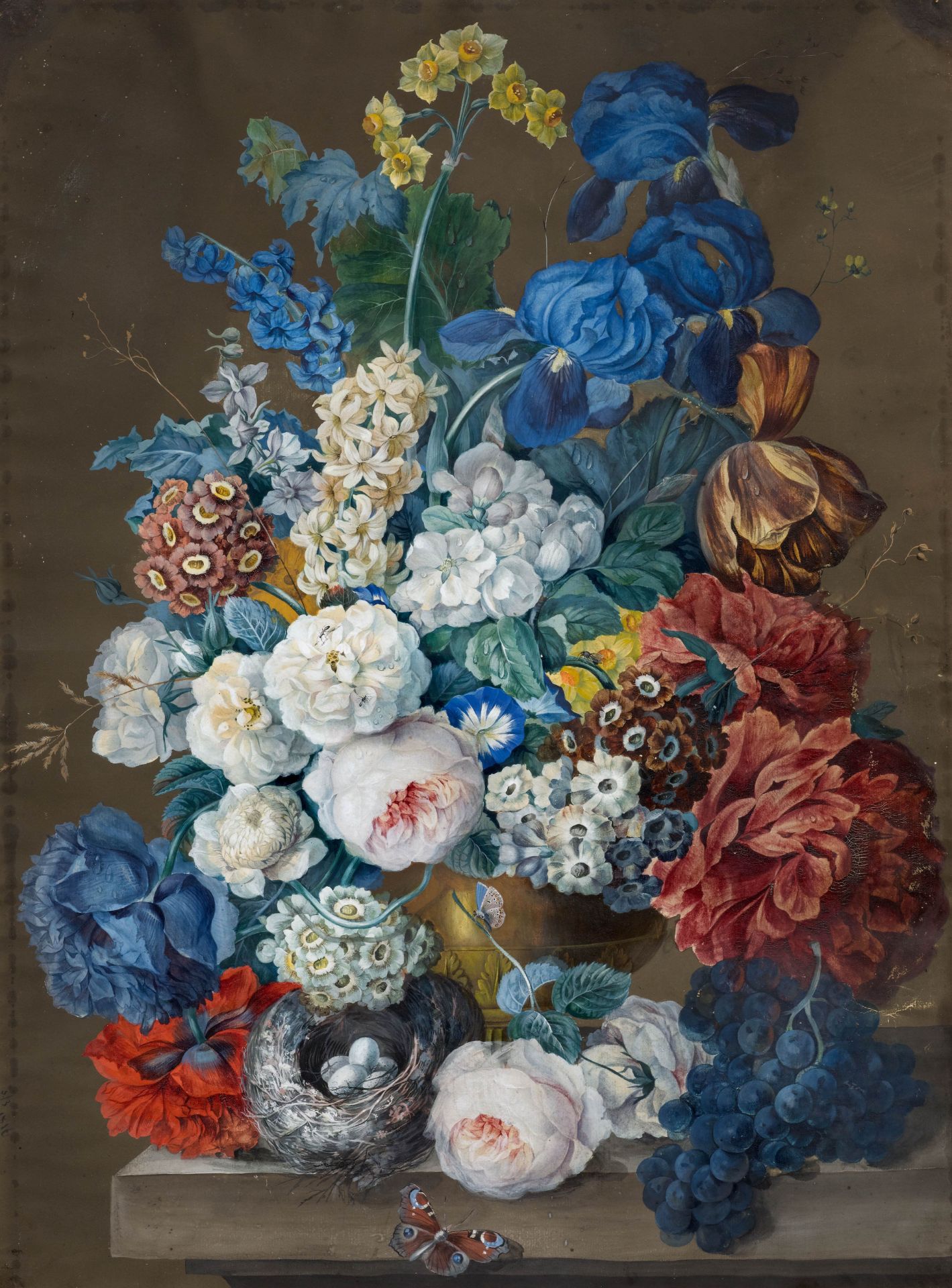JOSEPH NIGG(1782 Wien 1863)Gegenstücke: Blumenstillleben mit Tulpen, Pfingstrosen, Malven sowie - Image 3 of 5