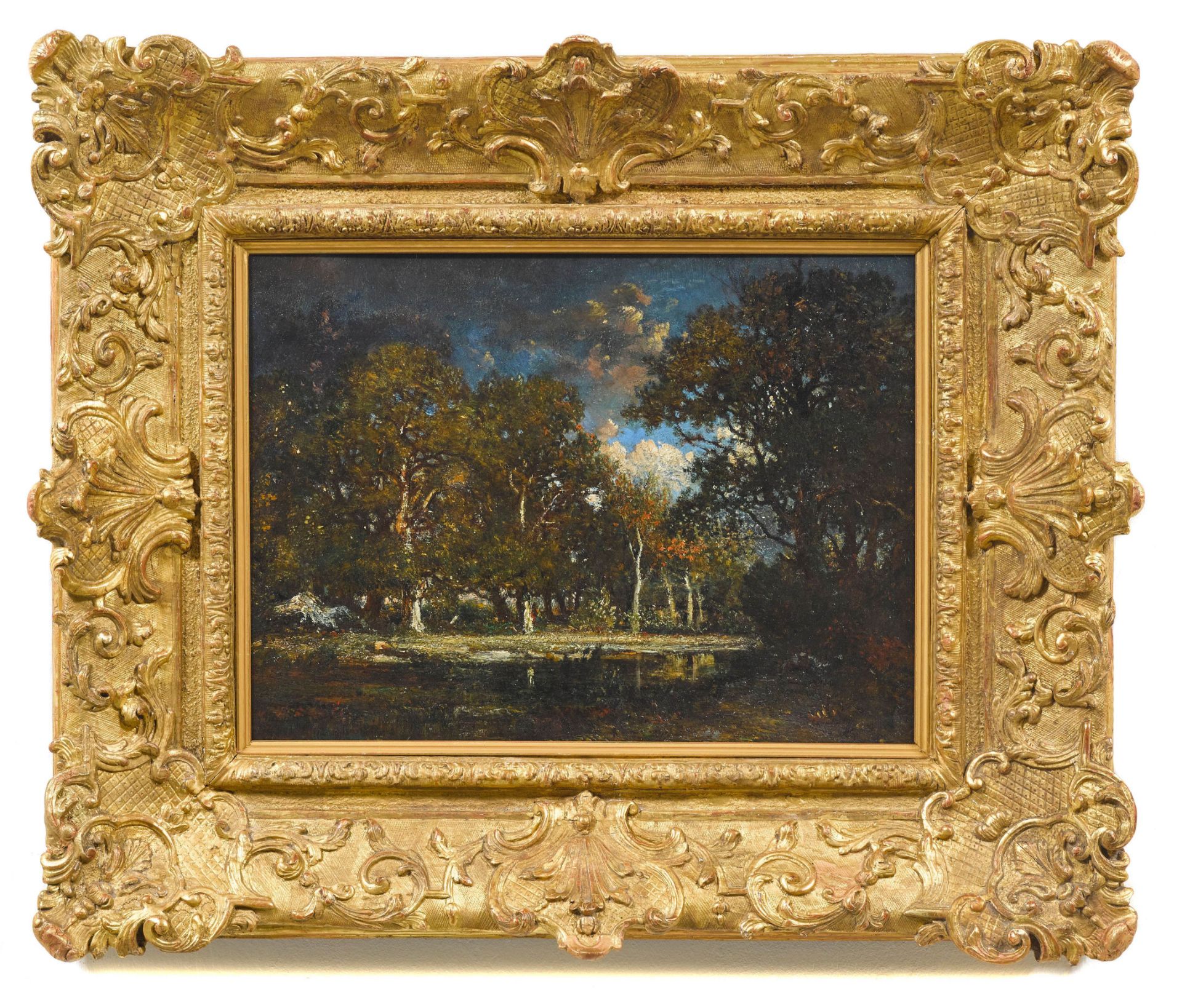 THÉODORE ROUSSEAU(Paris 1812–1867/79 Barbizon)Etang dans la forêt. La mare aux Evées.Öl auf Holz. - Image 2 of 2