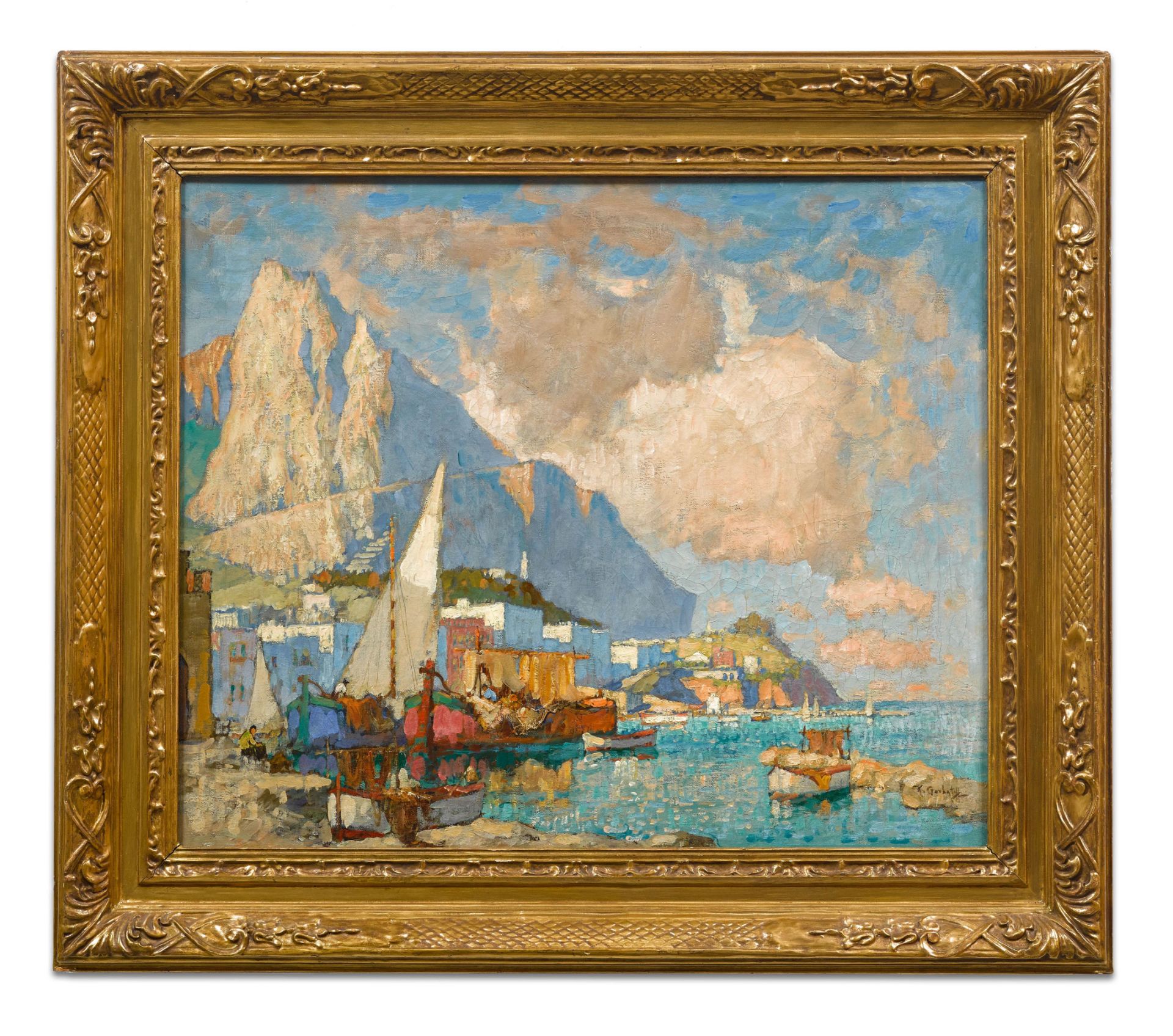 KONSTANTIN IVANOVICH GORBATOFF(Stavropol 1876–1945 Berlin)Ansicht von Capri.Öl auf Leinwand.Unten - Image 2 of 2