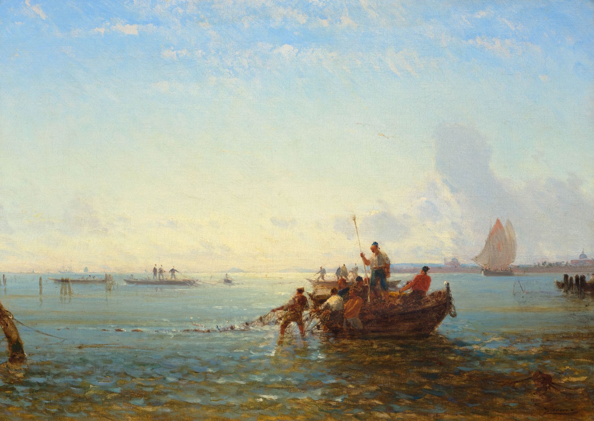 FÉLIX FRANÇOIS ZIEM(Beaune 1821–1911 Paris)Venise - pêcheurs tirant leurs filets.Öl auf Leinwand.