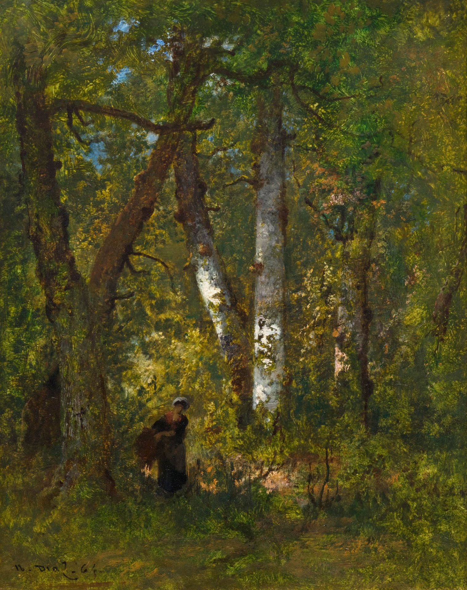 NARCISSE VIRGILIO DIAZ DE LA PEÑA(Bordeaux 1807–1876 Menton)Intérieur de forêt. 1864.Öl auf Holz.