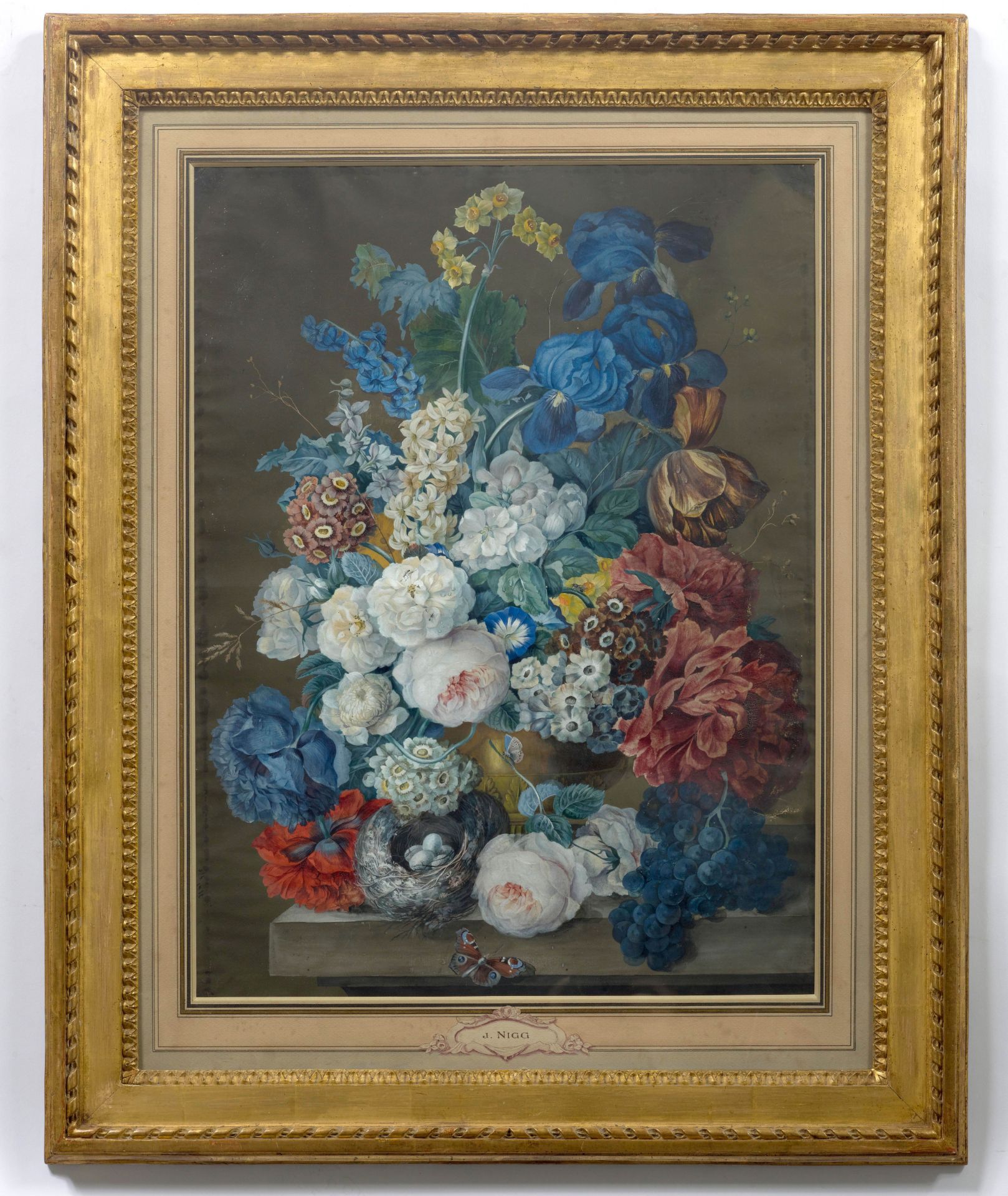 JOSEPH NIGG(1782 Wien 1863)Gegenstücke: Blumenstillleben mit Tulpen, Pfingstrosen, Malven sowie - Image 5 of 5