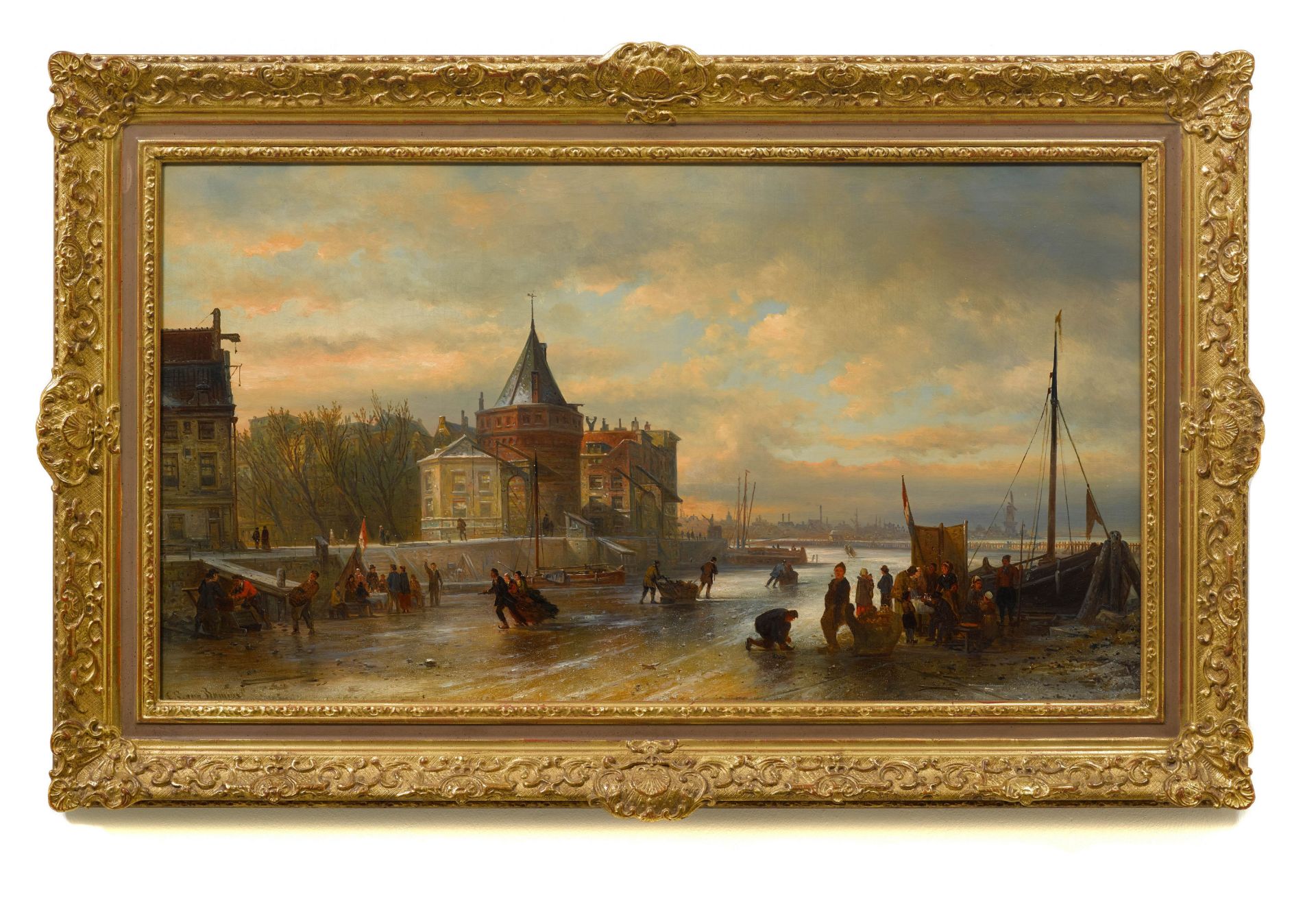 ELIAS PIETER VAN BOMMEL(Amsterdam 1819–1890 Wien)Amsterdamer Eisvergnügen mit "koek en zopie" und - Image 2 of 2