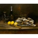 EDOUARD-JACQUES DUFEU(Marseille 1836–1900 Grasse)Stillleben mit Austern, Zitronen und Champagner.