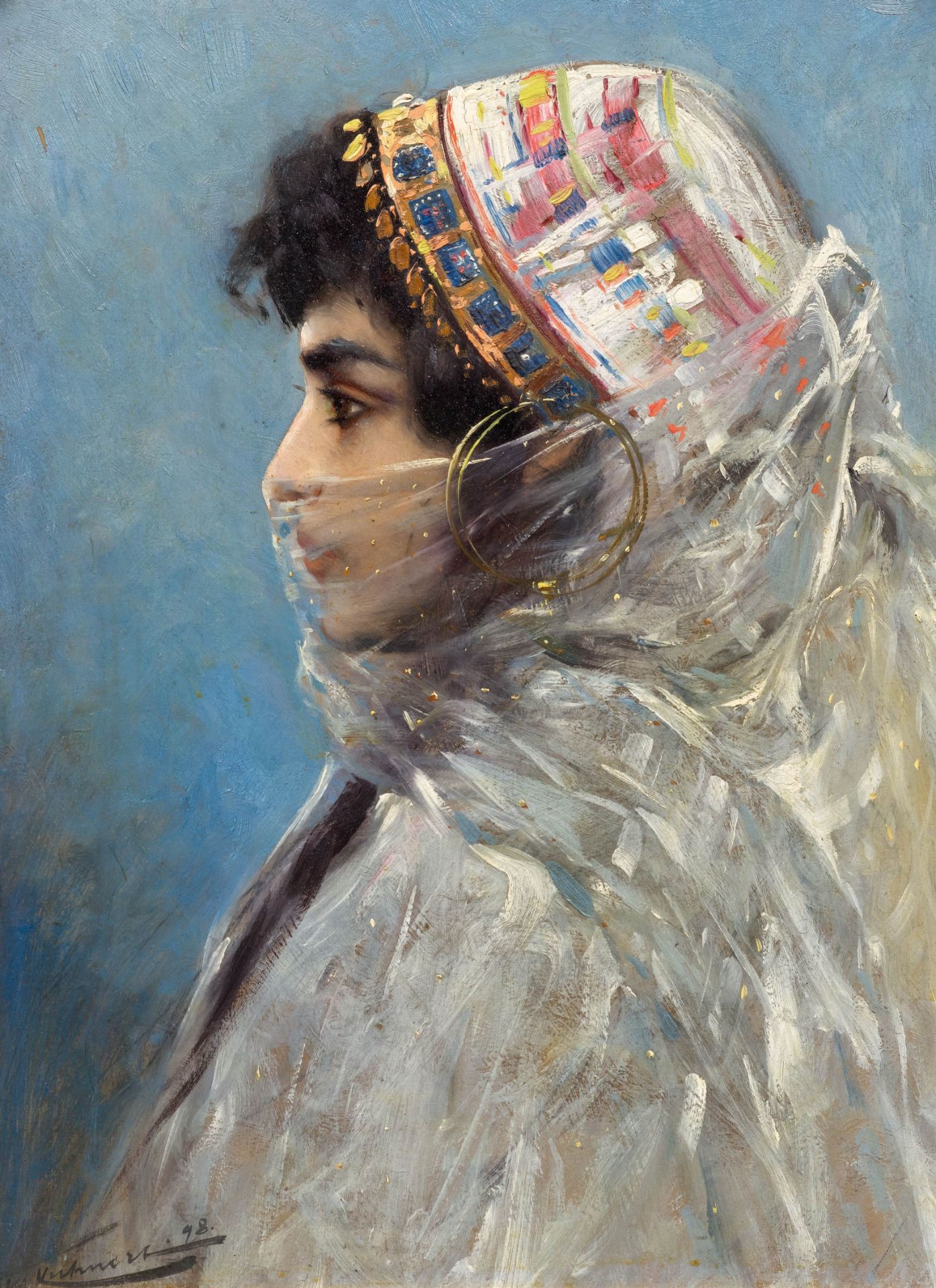 WILHELM KUHNERT(Oppeln 1865–1926 Flims)Porträt einer orientalischen Tänzerin. 1898.Öl auf