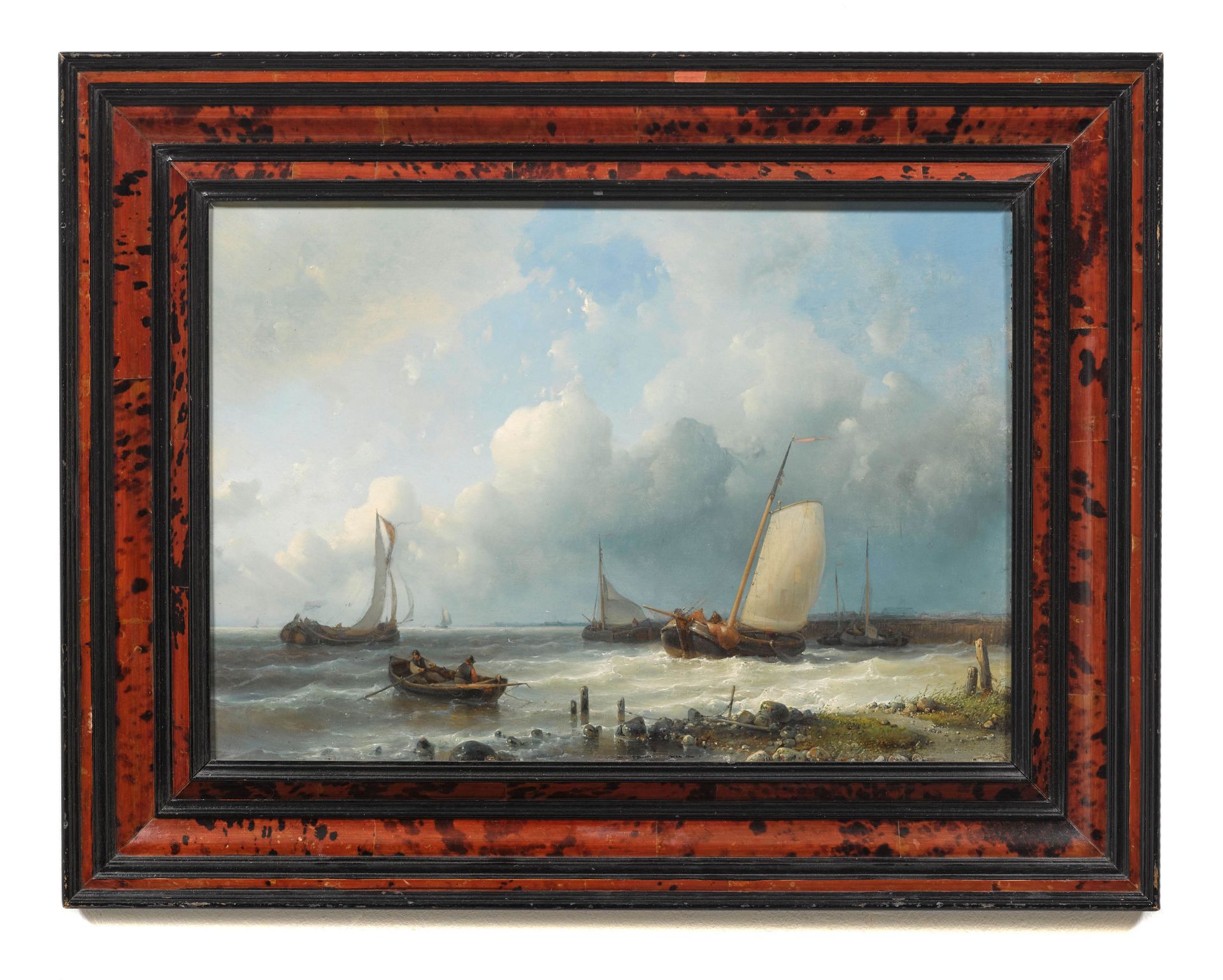 ABRAHAM HULK D. Ä.(London 1813–1897 Zevenaar)Segelschiffe vor der Küste bei aufgewühlter See.Öl - Image 2 of 2