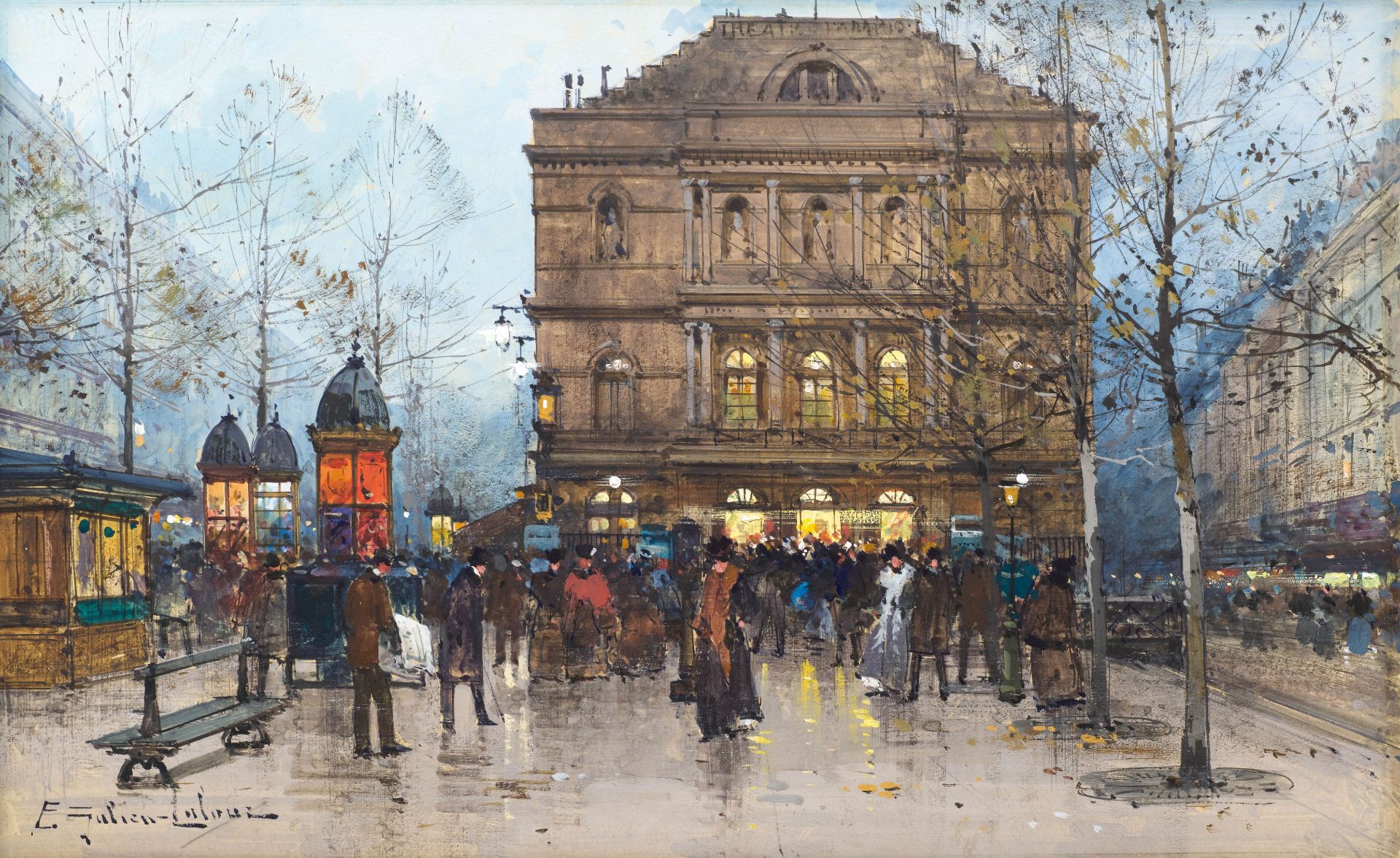 EUGÈNE GALIEN-LALOUE(Paris 1854–1941 Chérence)Sortie du théâtre de l‘Ambigu-Comique, Boulevard Saint