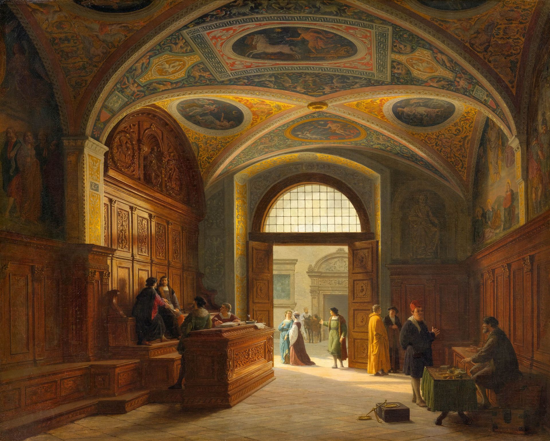 HEINRICH HANSEN(1821 Frederiksberg 1890)Alltag im Nürnberger Rathaus. 1872.Öl auf Leinwand auf