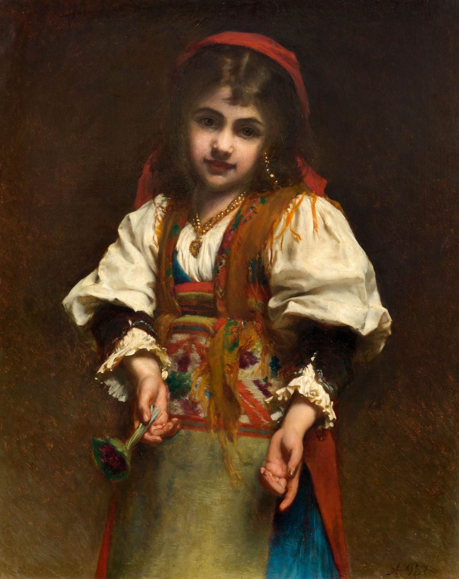 ÉTIENNE ADOLPHE PIOT(c. 1825 Digoin c. 1910)Bildnis eines jungen Mädchens in Tracht.Öl auf