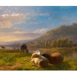 BALTHAZAR PAUL OMMEGANCK(1755 Antwerpen 1826)Schafe und Ziege auf der Weide.Öl auf Holz.Unten