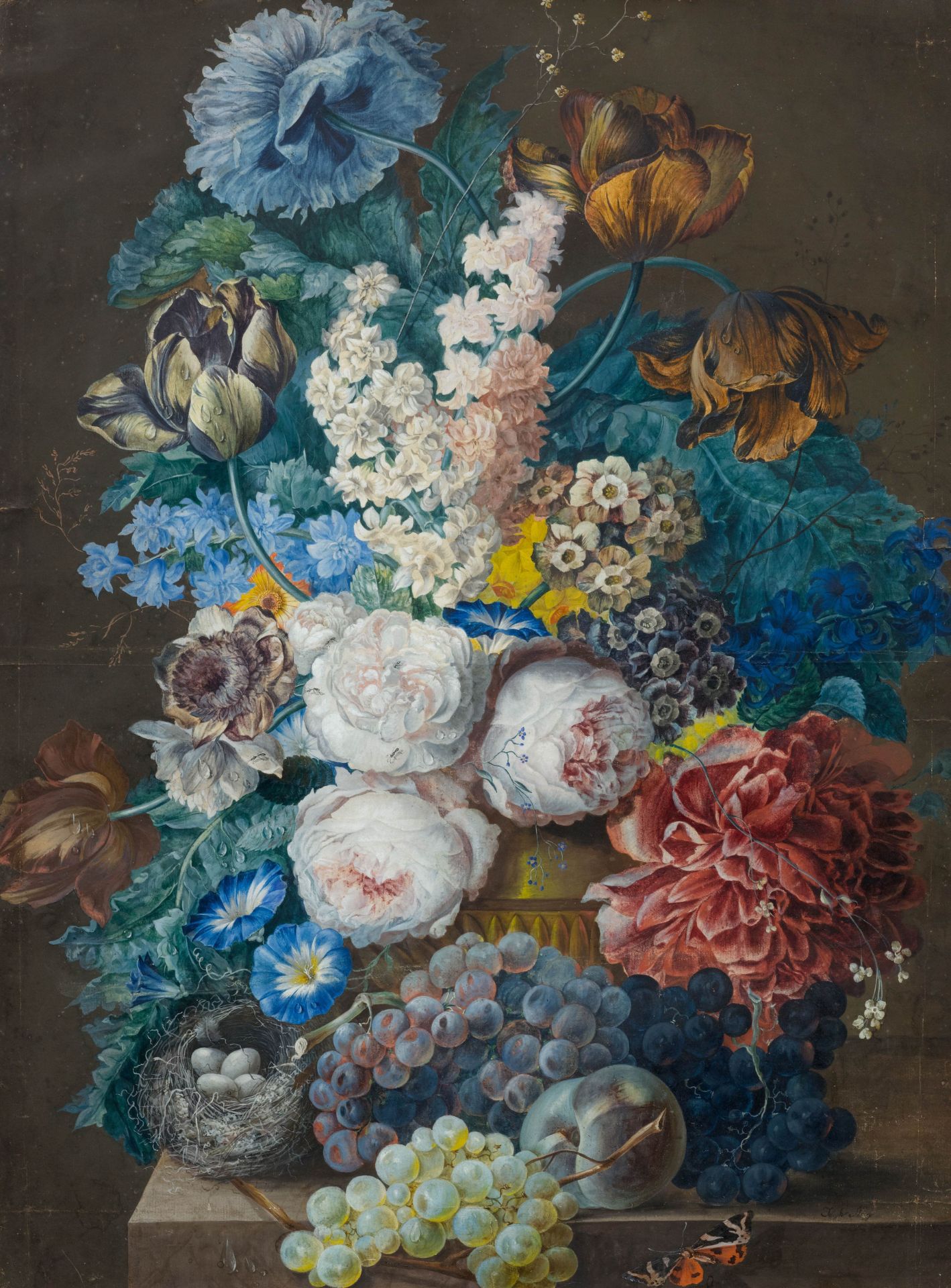 JOSEPH NIGG(1782 Wien 1863)Gegenstücke: Blumenstillleben mit Tulpen, Pfingstrosen, Malven sowie - Image 2 of 5