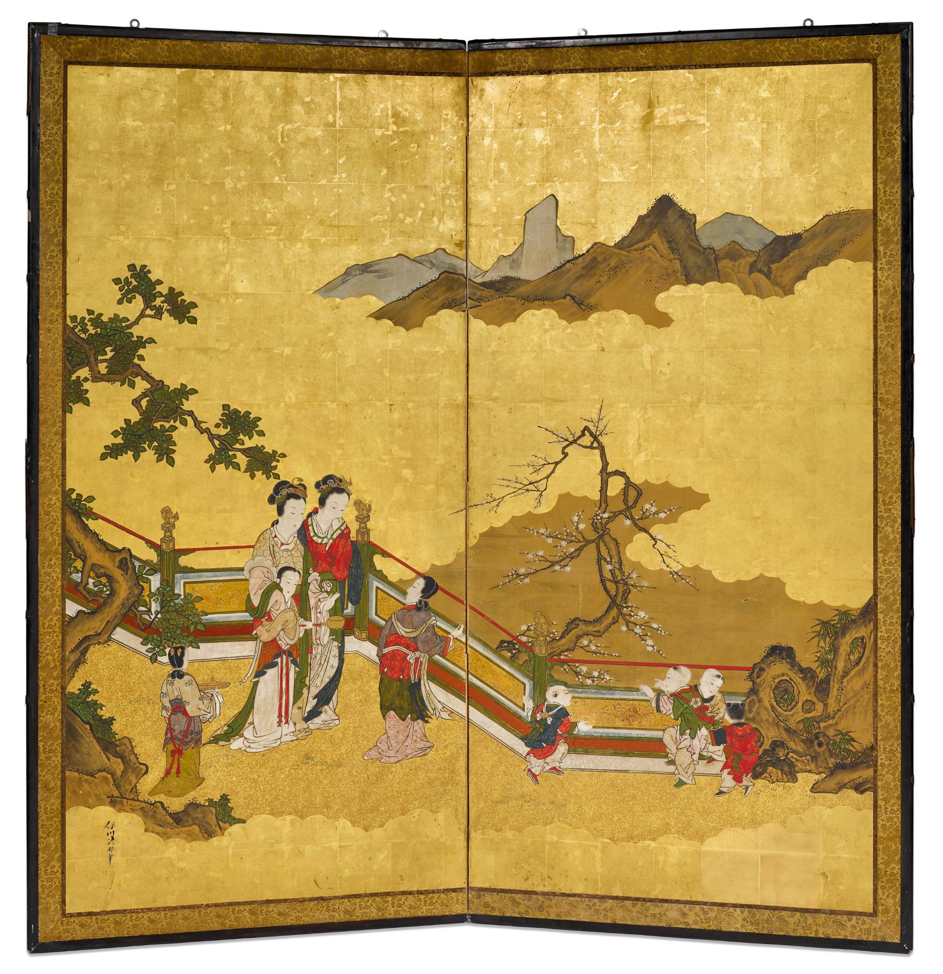 A TWO-PANEL FOLDING SCREEN (BYOBU) BY KANO ISEN'IN NAGANOBU (1775-1828).