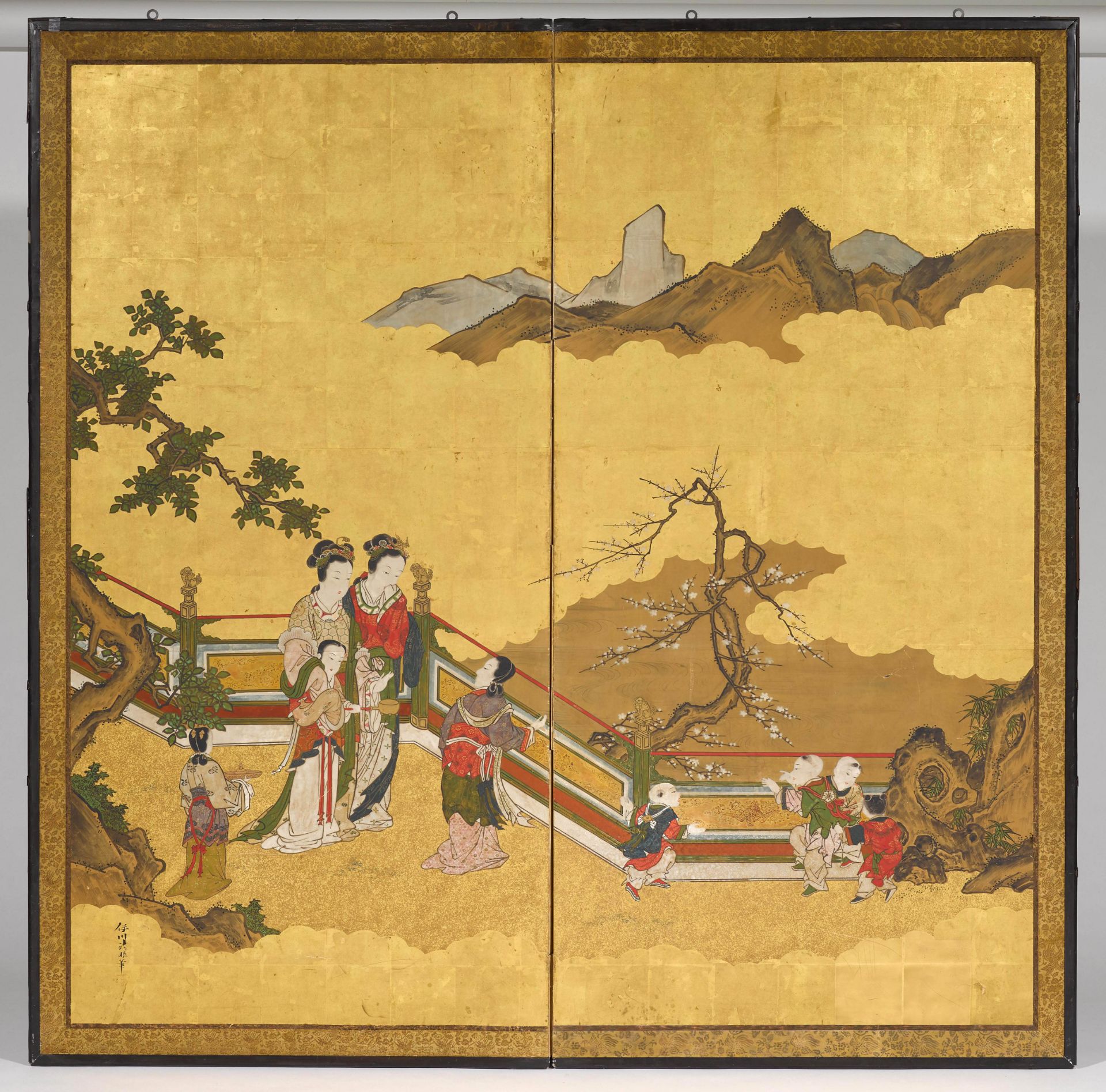 A TWO-PANEL FOLDING SCREEN (BYOBU) BY KANO ISEN'IN NAGANOBU (1775-1828). - Image 2 of 3