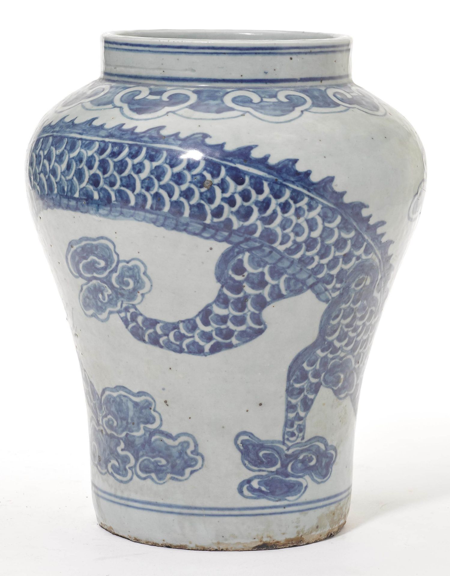 A BLUE AND WHITE DRAGON JAR. - Image 2 of 4