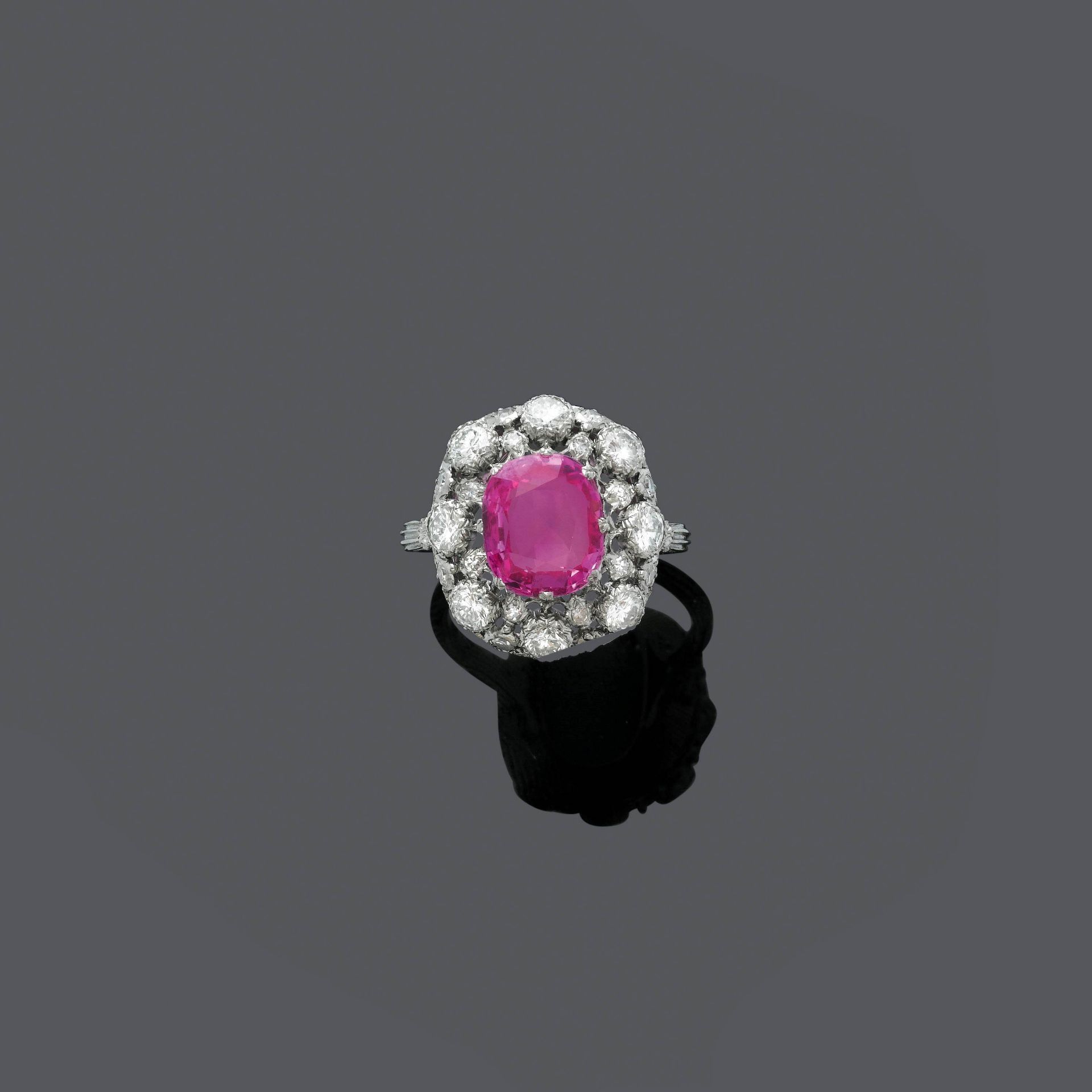 CEYLON PINK SAPPHIRE AND DIAMOND RING, BY BUCCELLATI.