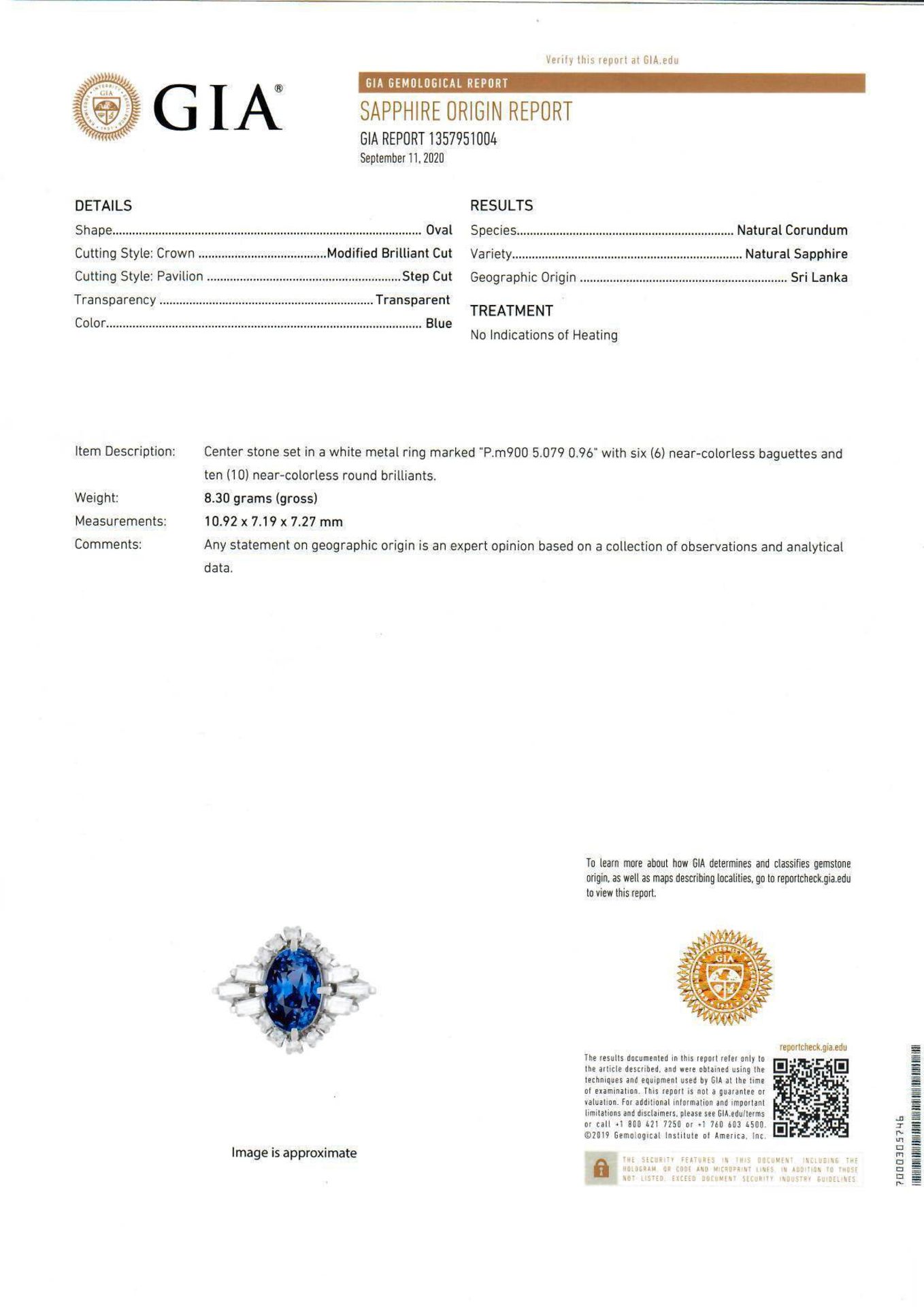 CEYLON SAPPHIRE AND DIAMOND RING. - Image 2 of 4