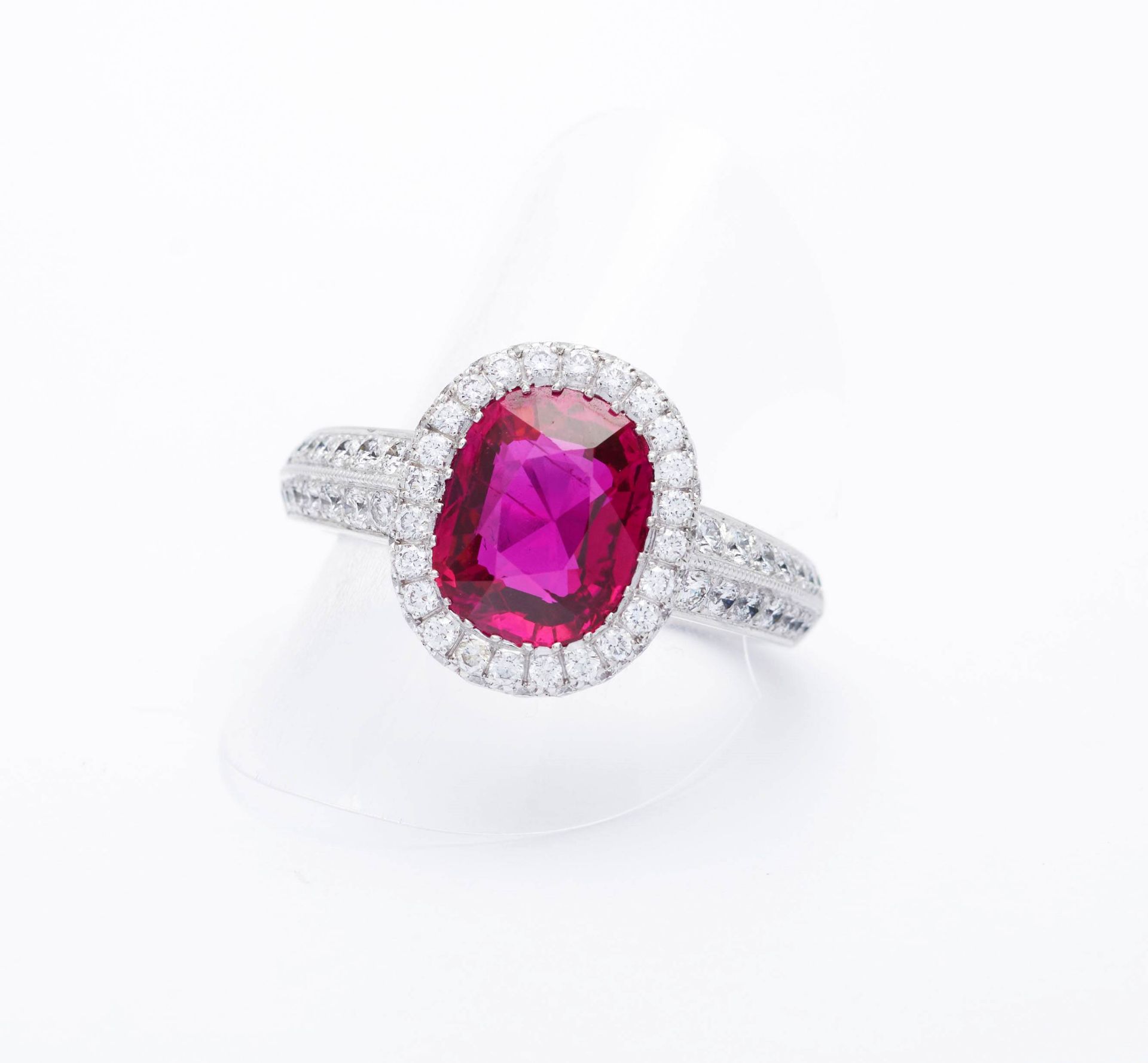 BURMA RUBY AND DIAMOND RING, BY PÉCLARD. - Image 7 of 9