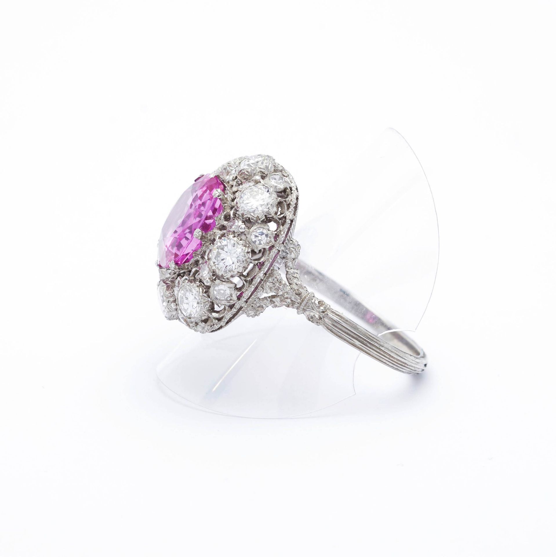 CEYLON PINK SAPPHIRE AND DIAMOND RING, BY BUCCELLATI. - Image 2 of 7