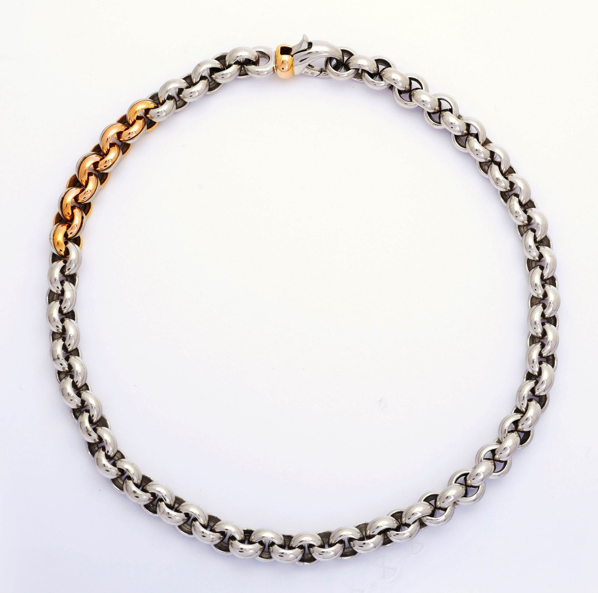 PLATINUM AND GOLD NECKLACE WITH BRACELET. - Image 3 of 4