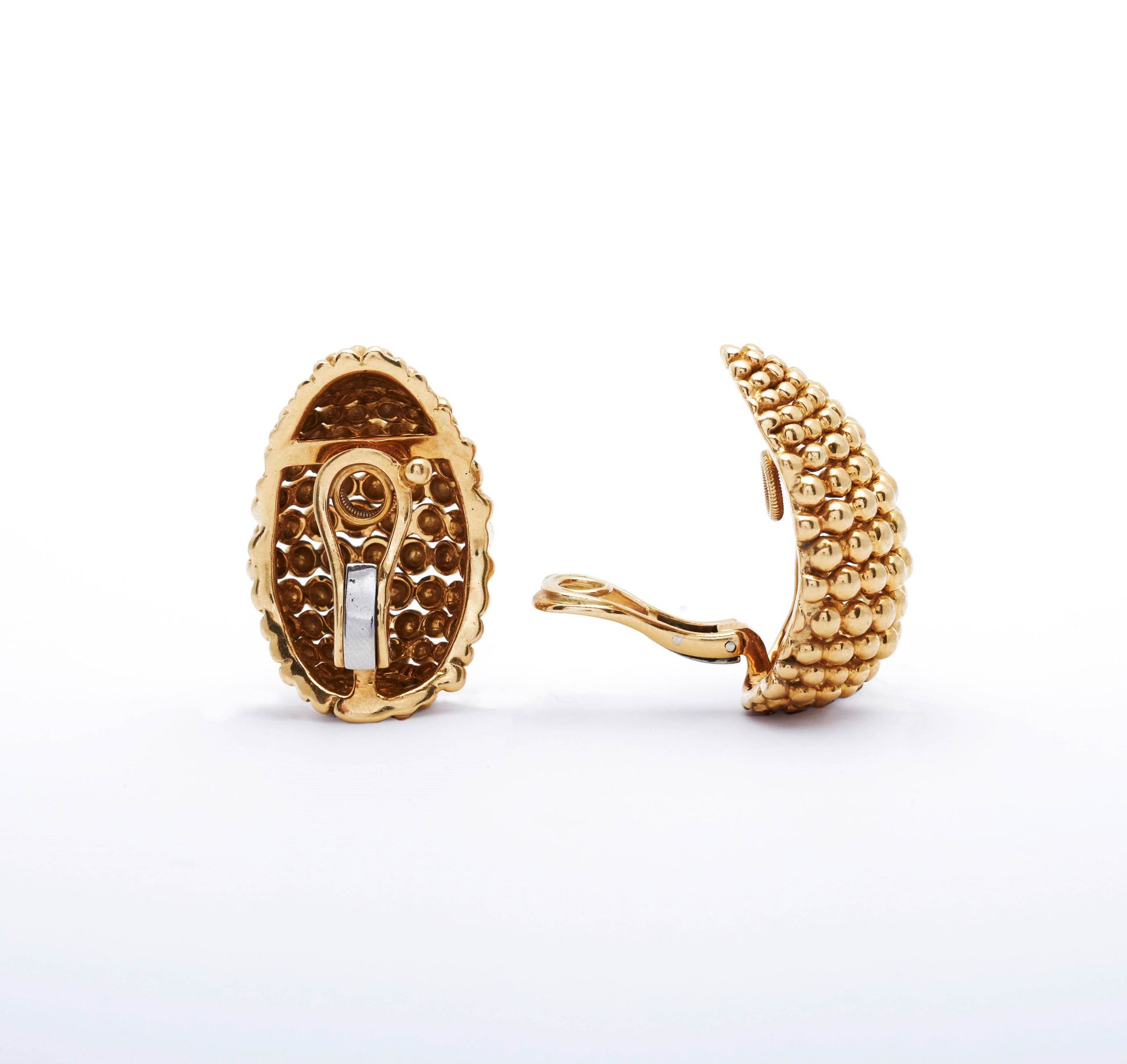 GOLD EARCLIPS, BY SABBADINI. - Image 2 of 3