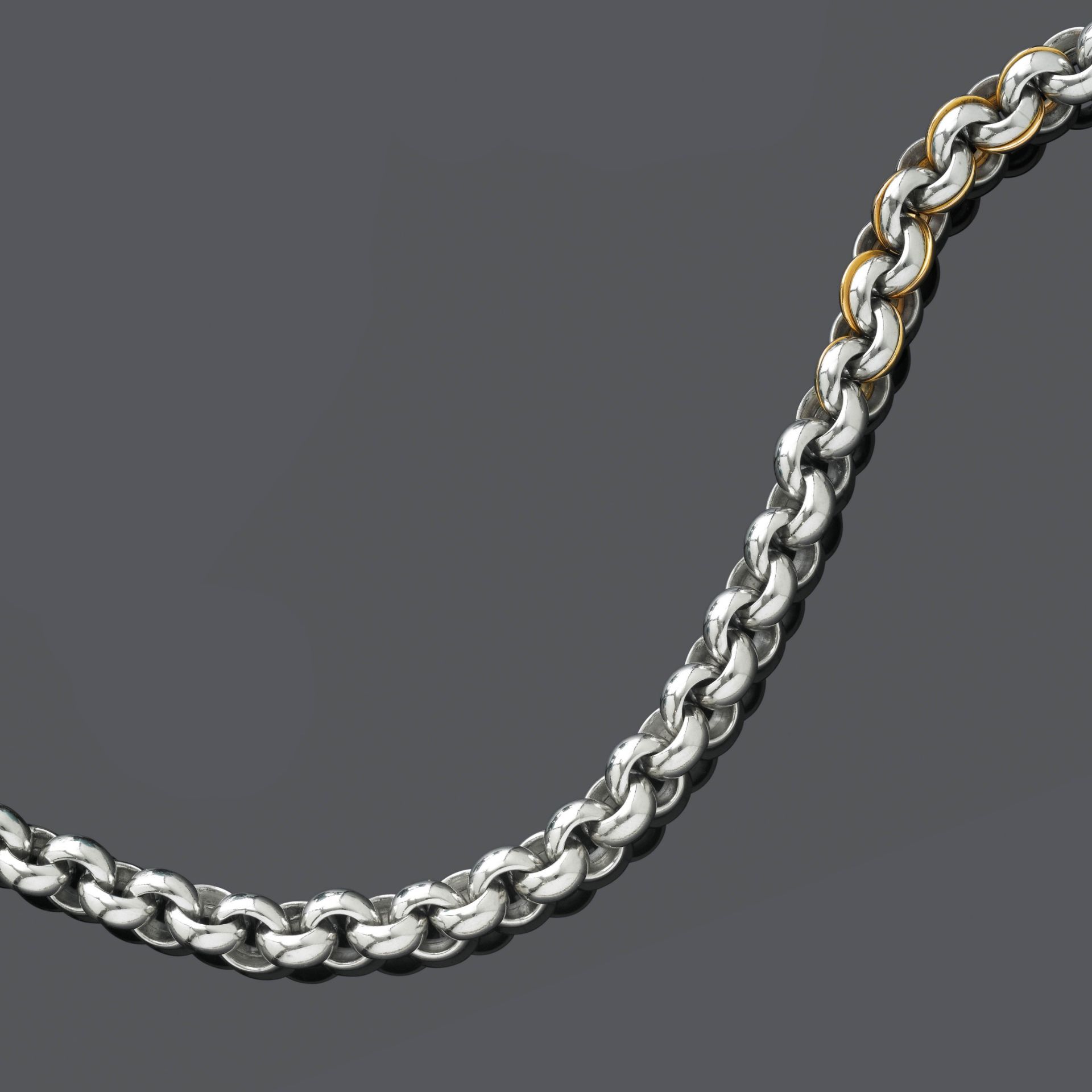 PLATINUM AND GOLD NECKLACE WITH BRACELET.