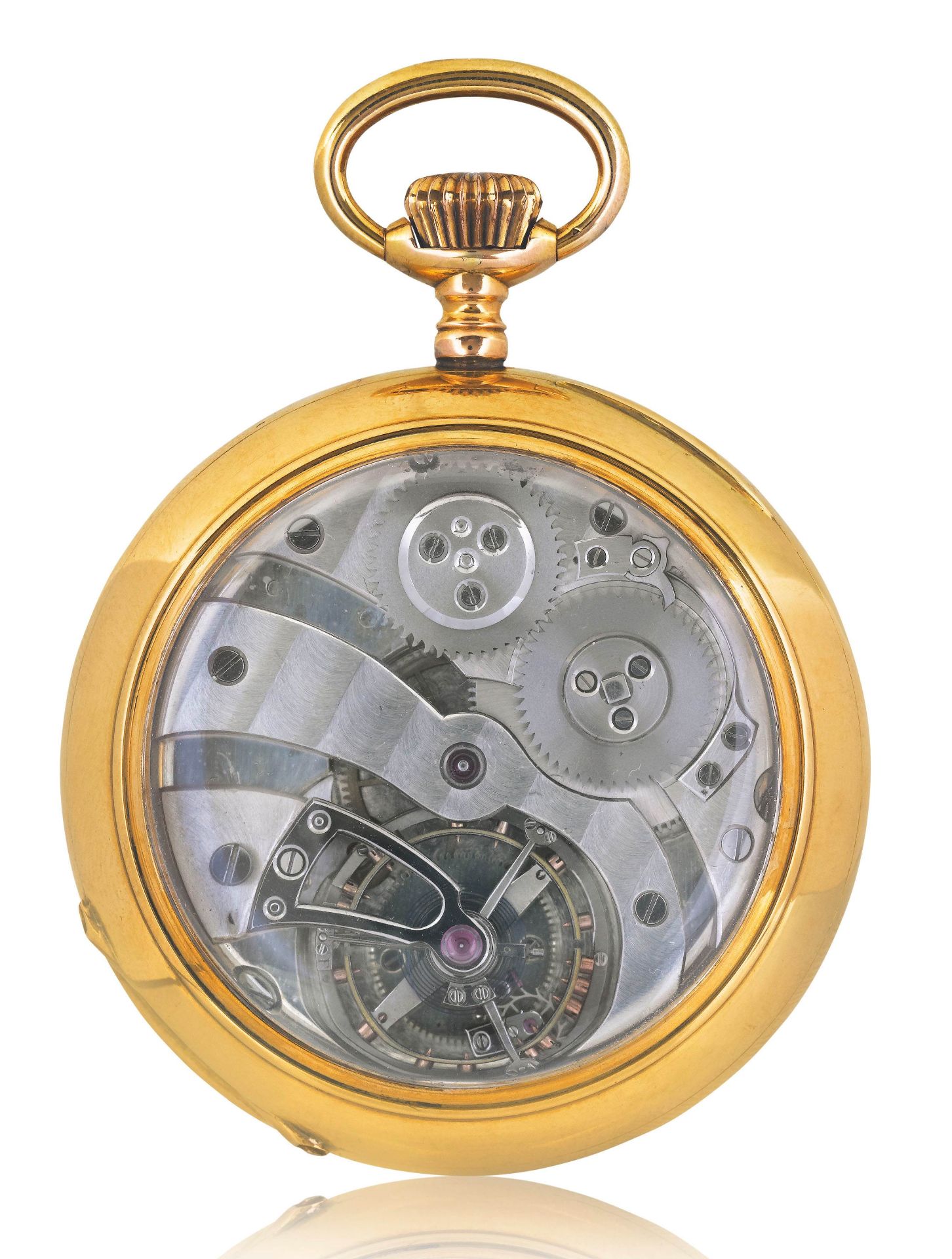 Seltene und feine Taschenuhr mit Anker-Tourbillon, unsigniert.